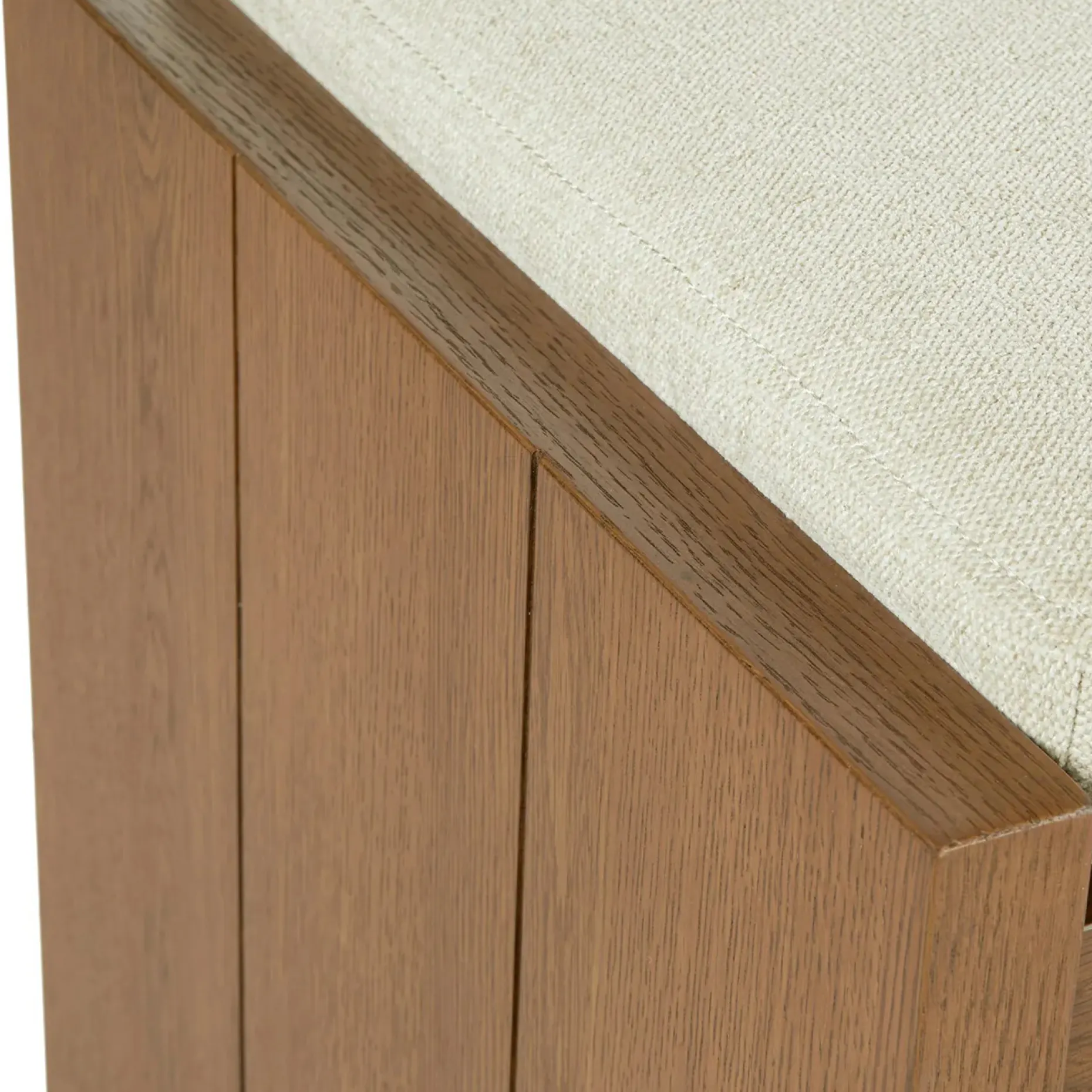 Cassie 56" Bench - Smoked Oak and Taupe Chenille