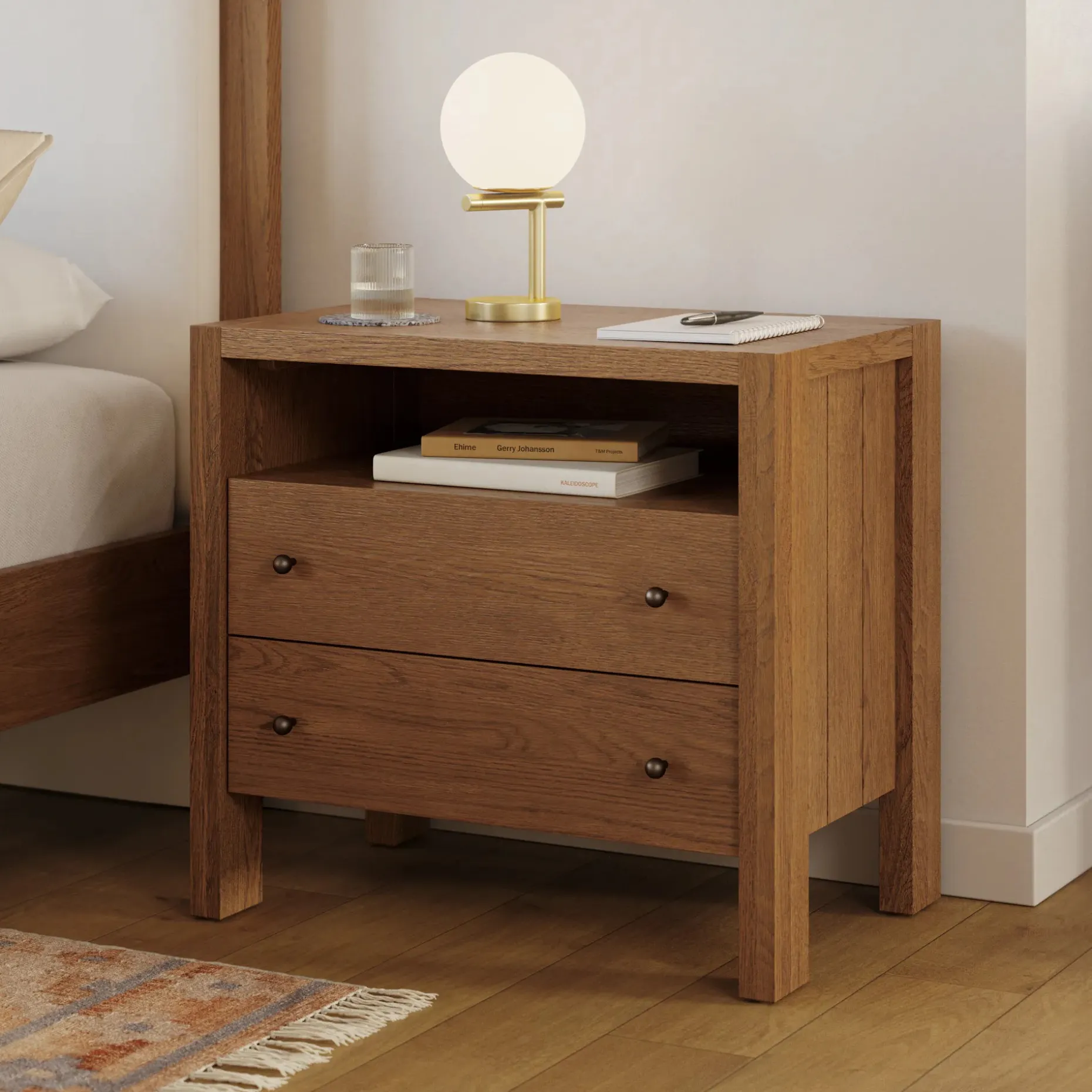 Cassie 2-Drawer Nightstand - Smoked Oak