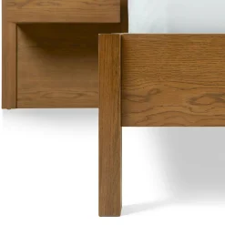 Cassie King Upholstered Bed with Nightstands - Smoked Oak and Taupe Chenille