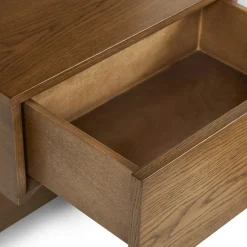 Cassie Queen Upholstered Bed with Nightstands - Smoked Oak and Taupe Chenille