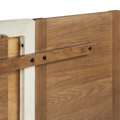 Cassie Queen Upholstered Bed with Nightstands - Smoked Oak and Taupe Chenille
