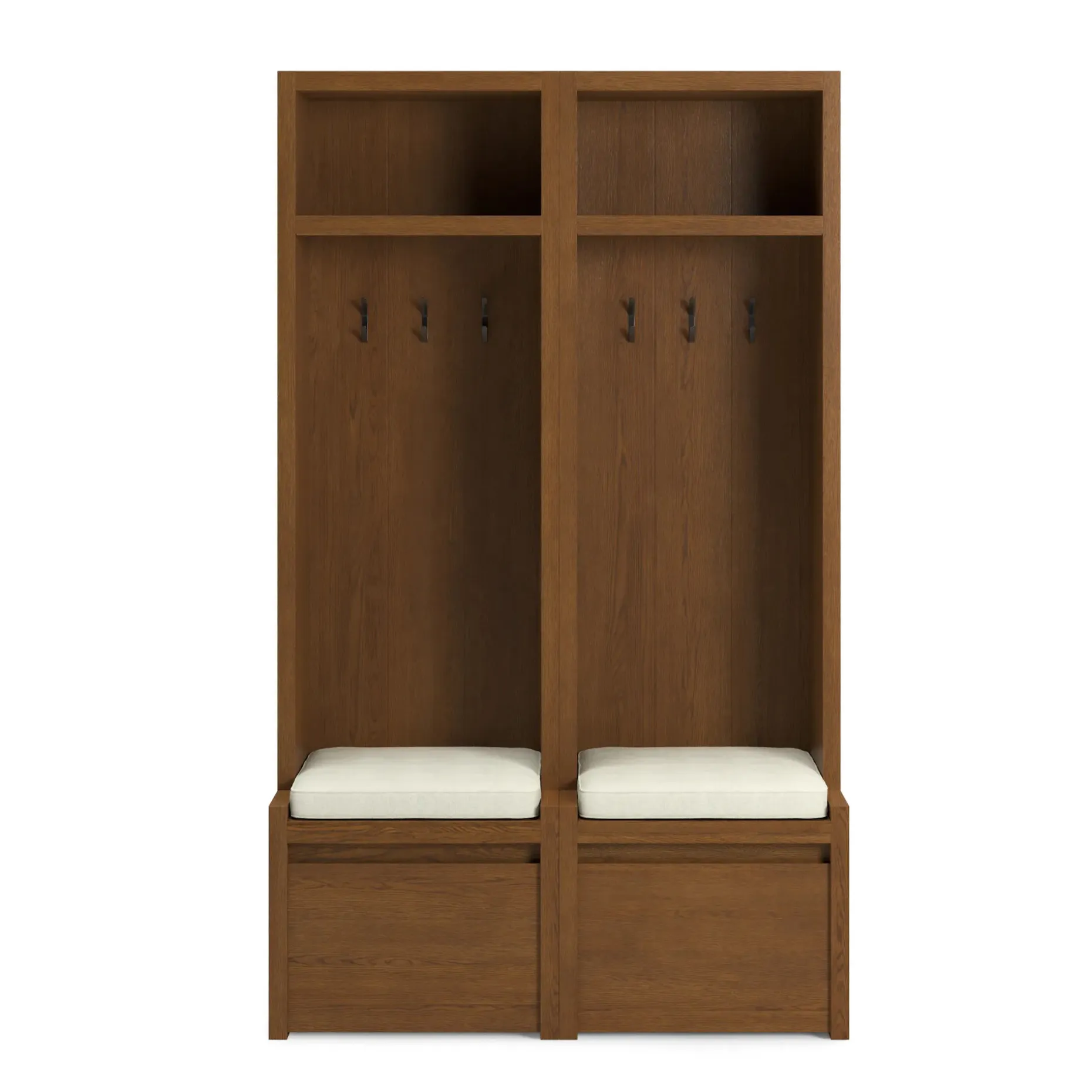 Cassie 44" Two-Piece Hall Tree Set - Smoked Oak and Taupe Chenille