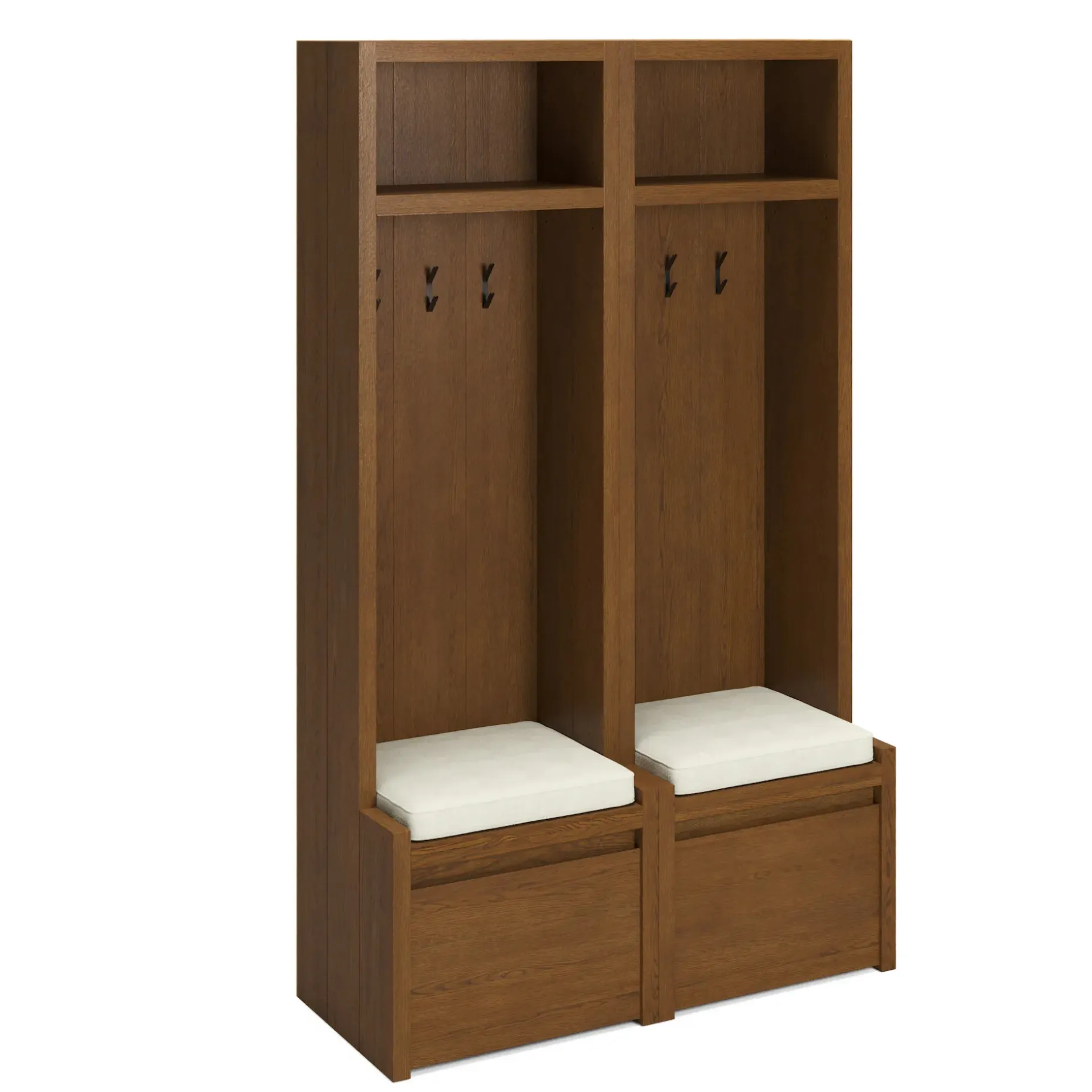 Cassie 44" Two-Piece Hall Tree Set - Smoked Oak and Taupe Chenille