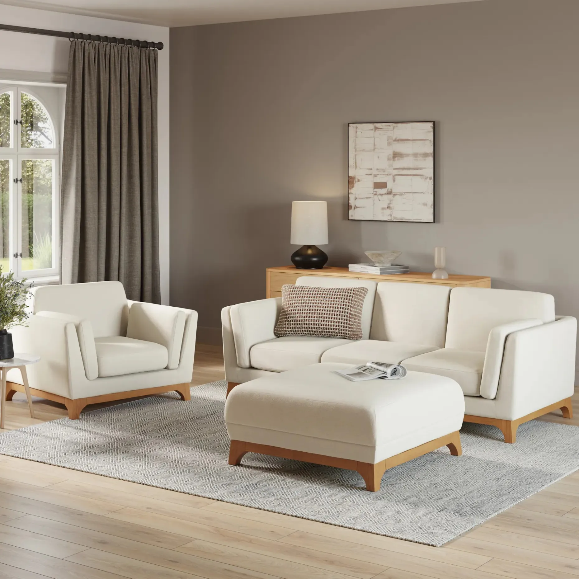 Ceni 39" Lounge Chair - Buckler Ivory
