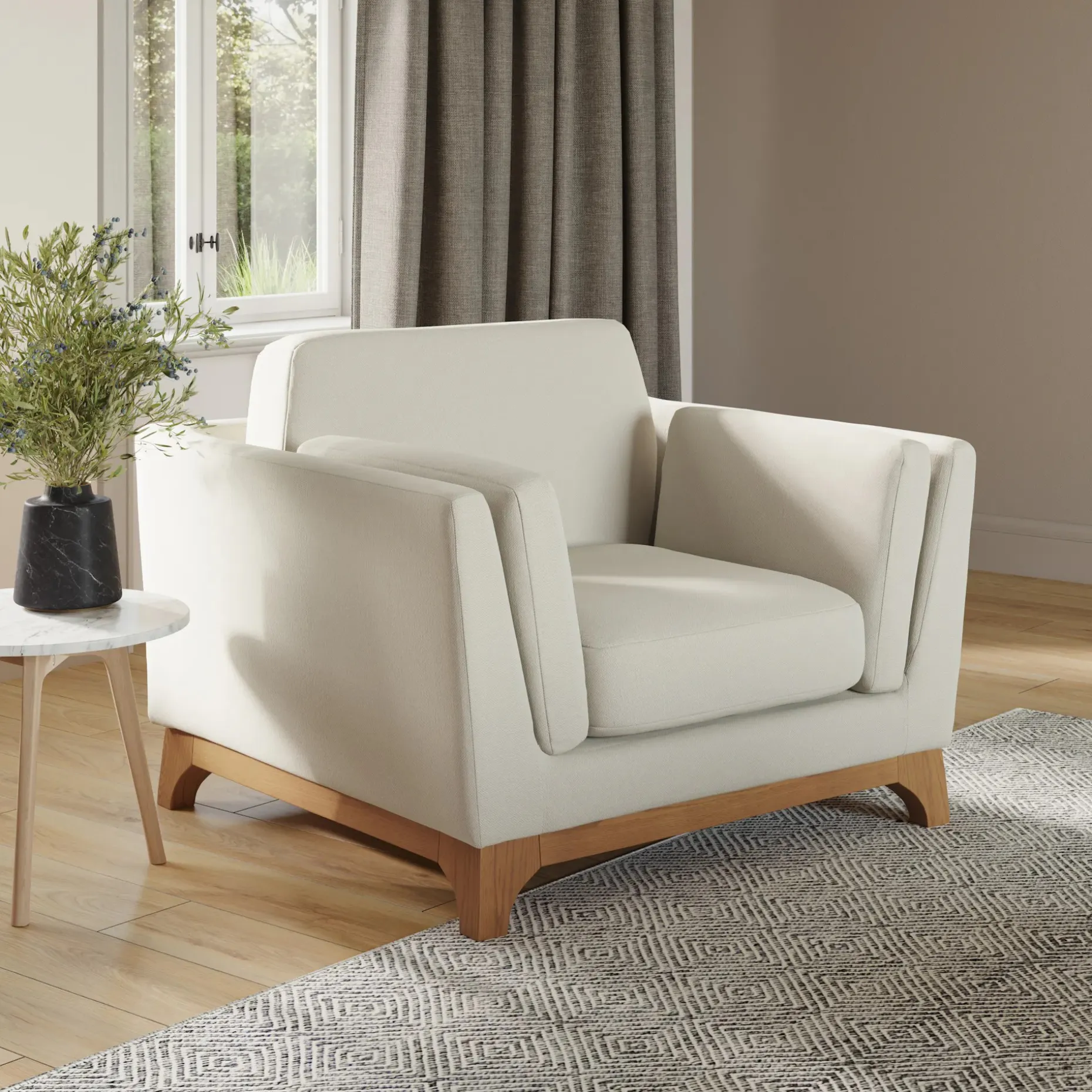 Ceni 39" Lounge Chair - Buckler Ivory