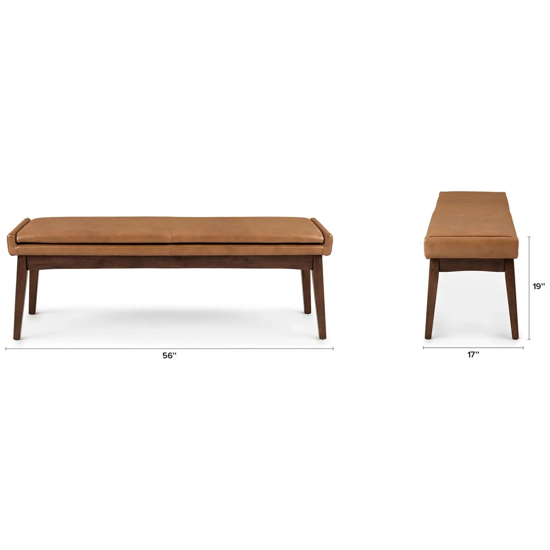 Chantel 56" Leather Bench - Toscana Tan