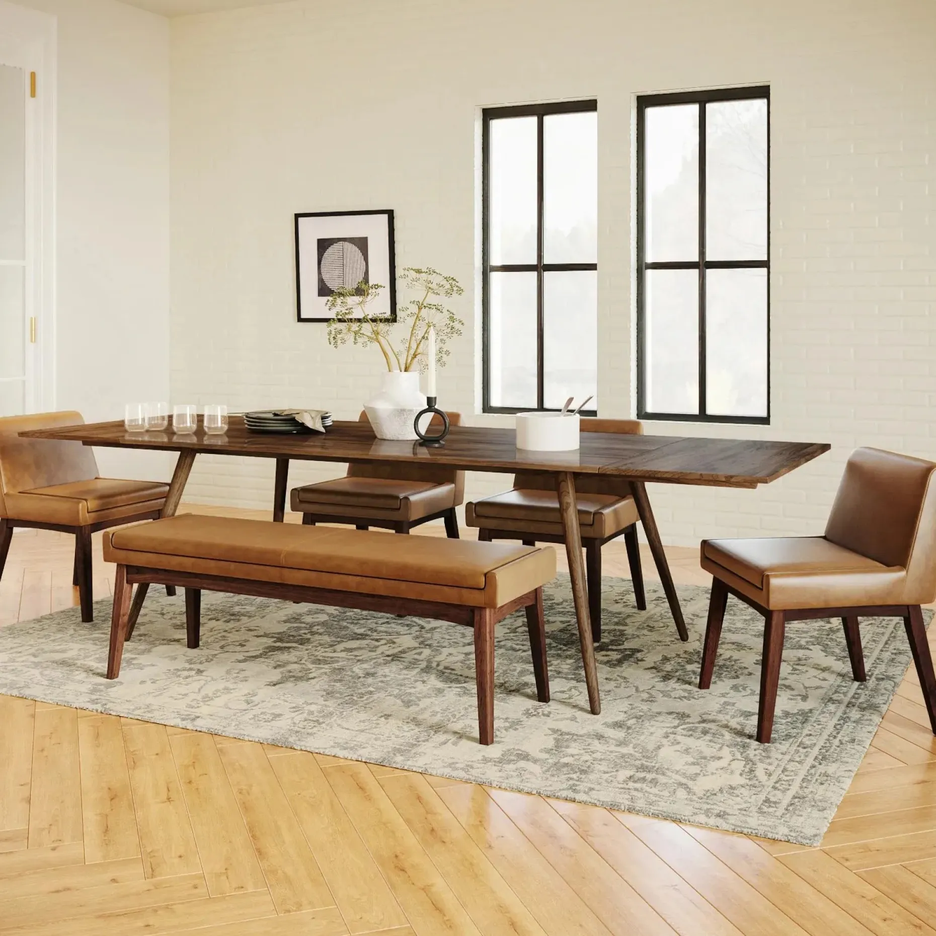 Chantel 56" Leather Bench - Toscana Tan