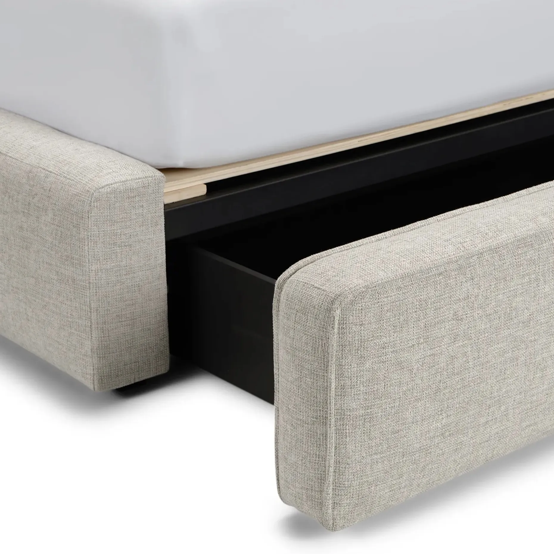 Cigar King Upholstered Storage Bed - Birch Ivory