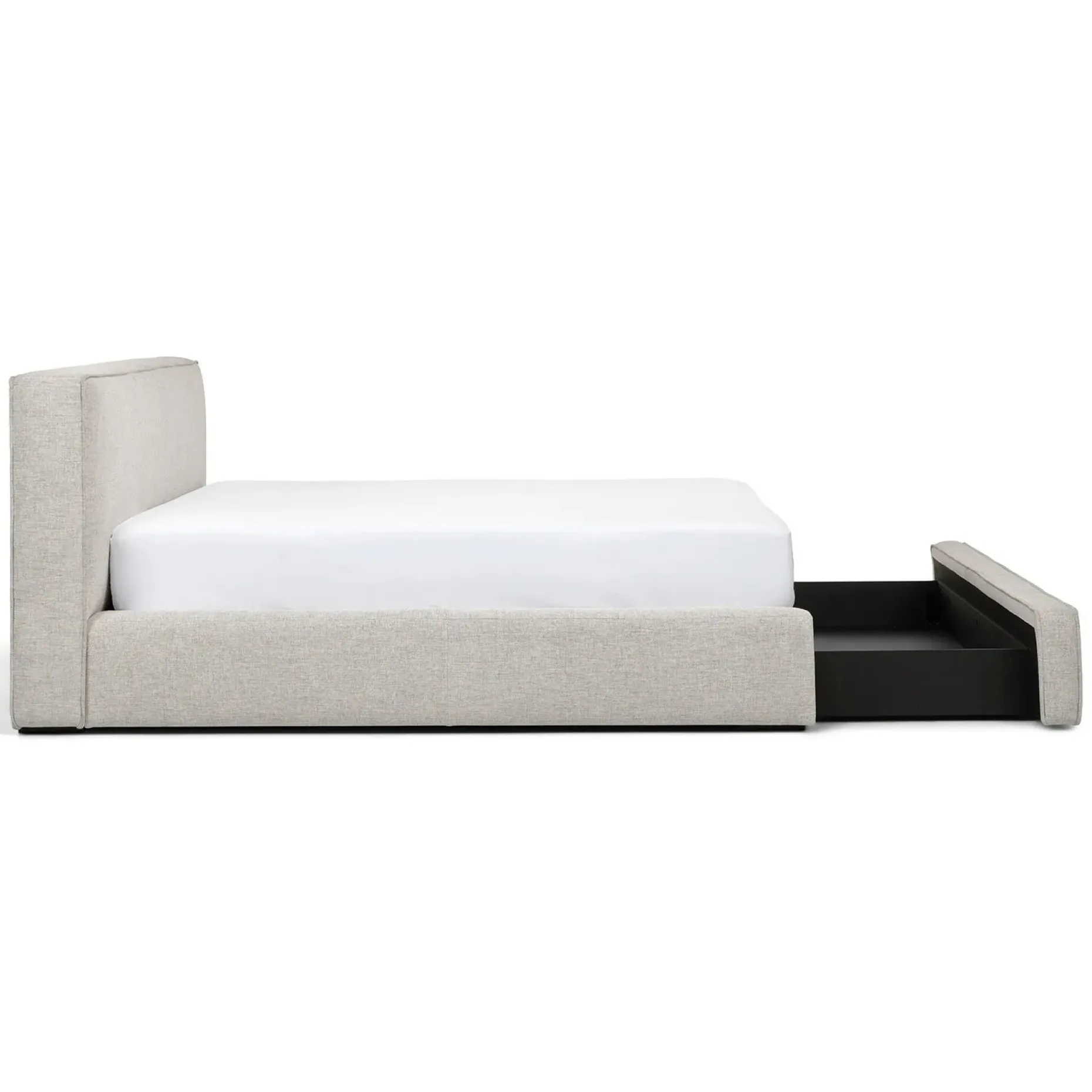 Cigar King Upholstered Storage Bed - Birch Ivory