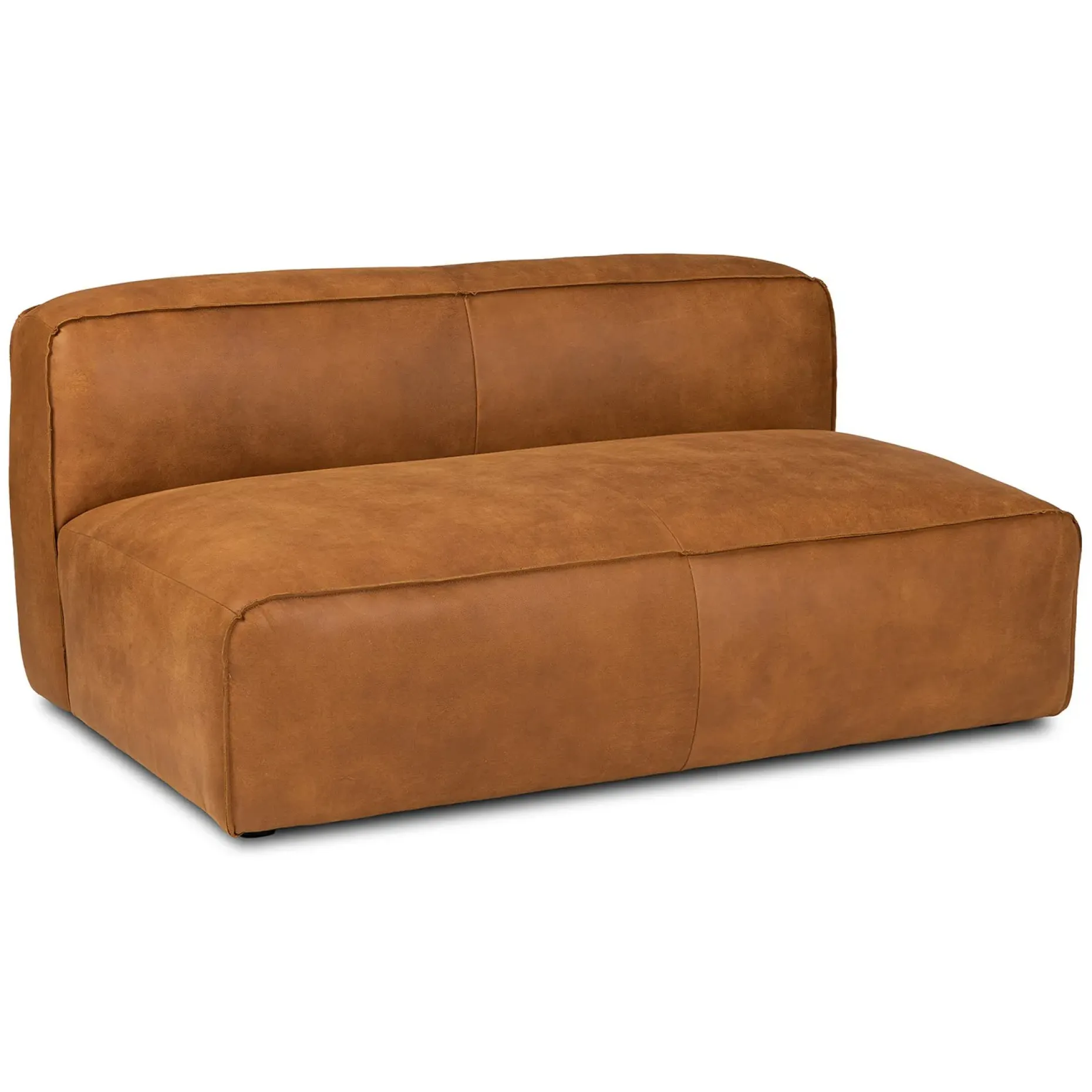 Cigar 56" Leather Loveseat - Rawhide Tan