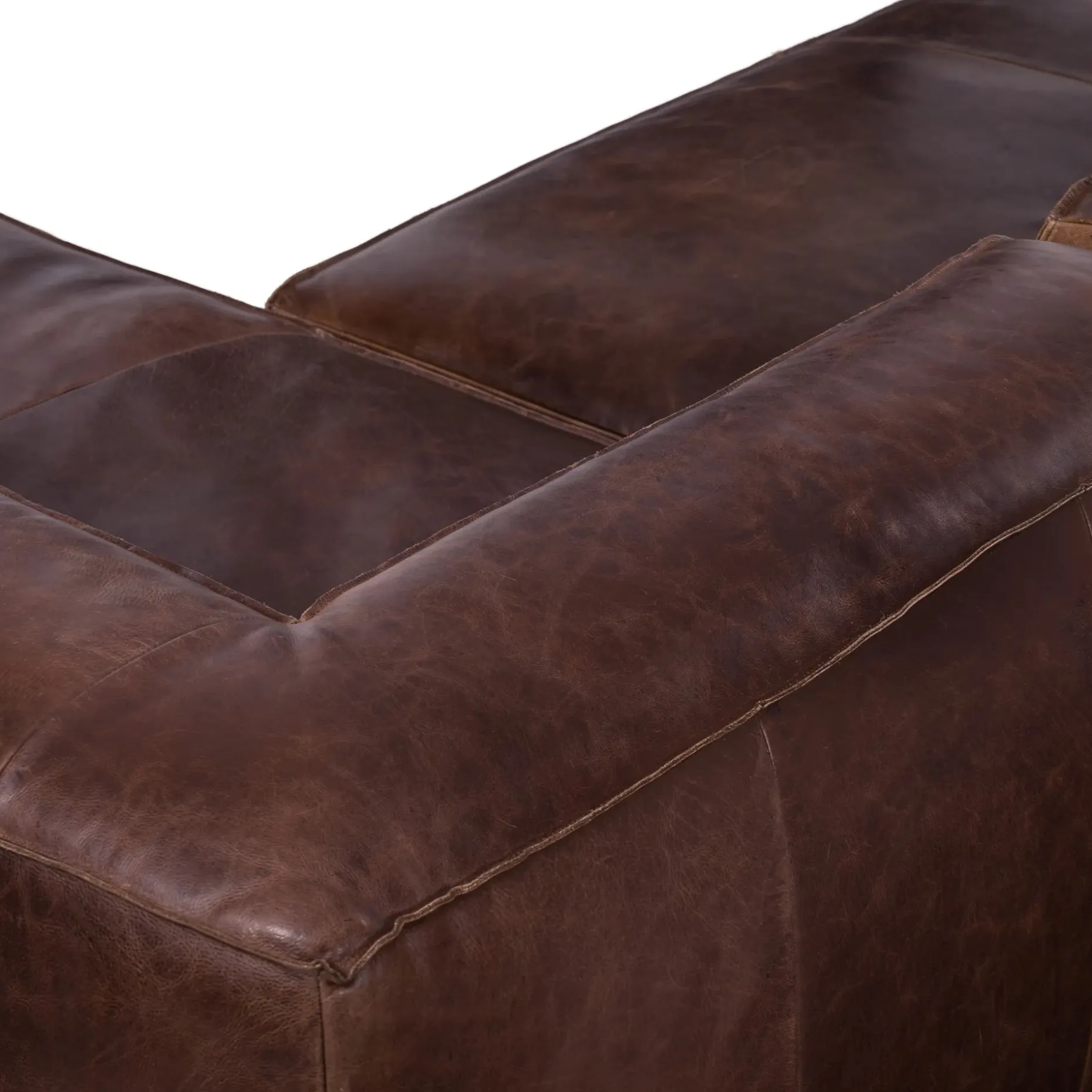 Cigar 94.5" Leather Reversible Sectional - Indiana Brown