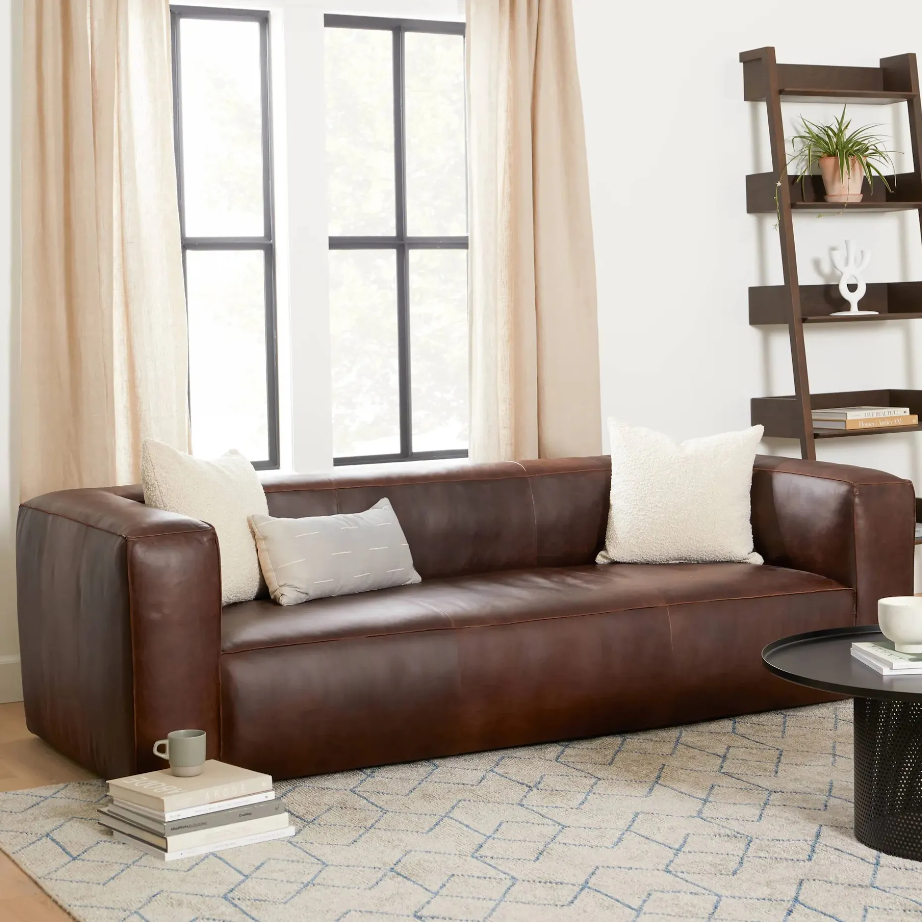 Cigar 92" Leather Sofa - Indiana Brown