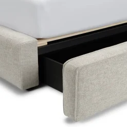 Cigar Queen Upholstered Storage Bed - Birch Ivory