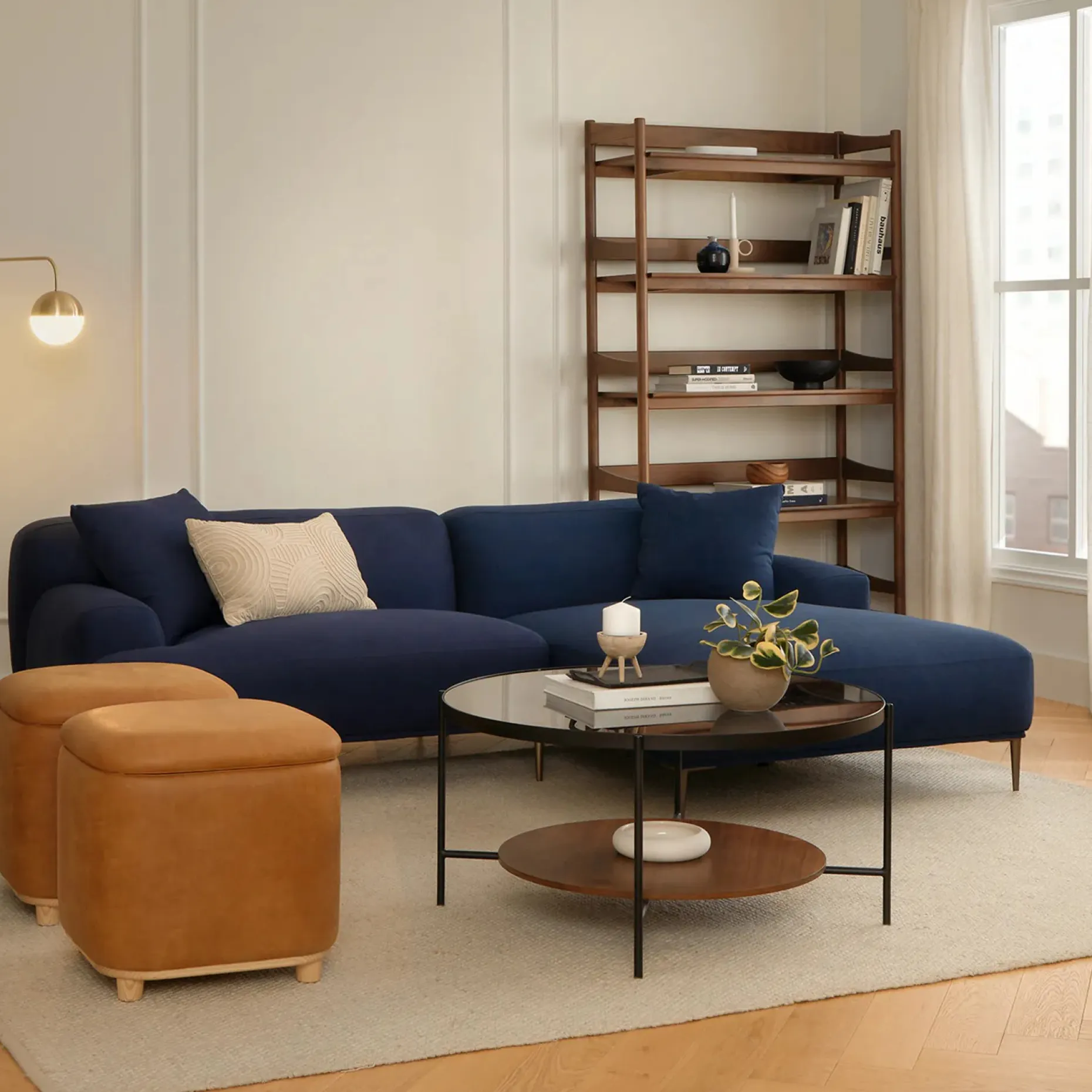 Cotu 43" Bookcase - Walnut
