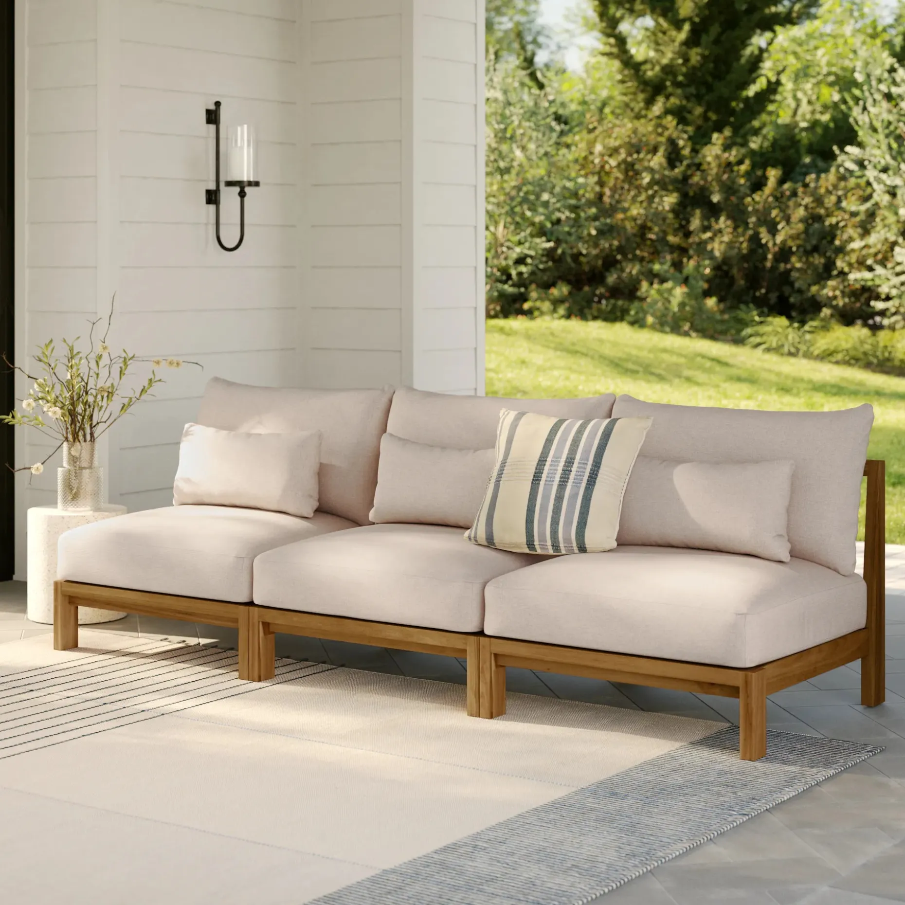 Cove 102.75" Outdoor Armless Modular Sofa - Basket Beige