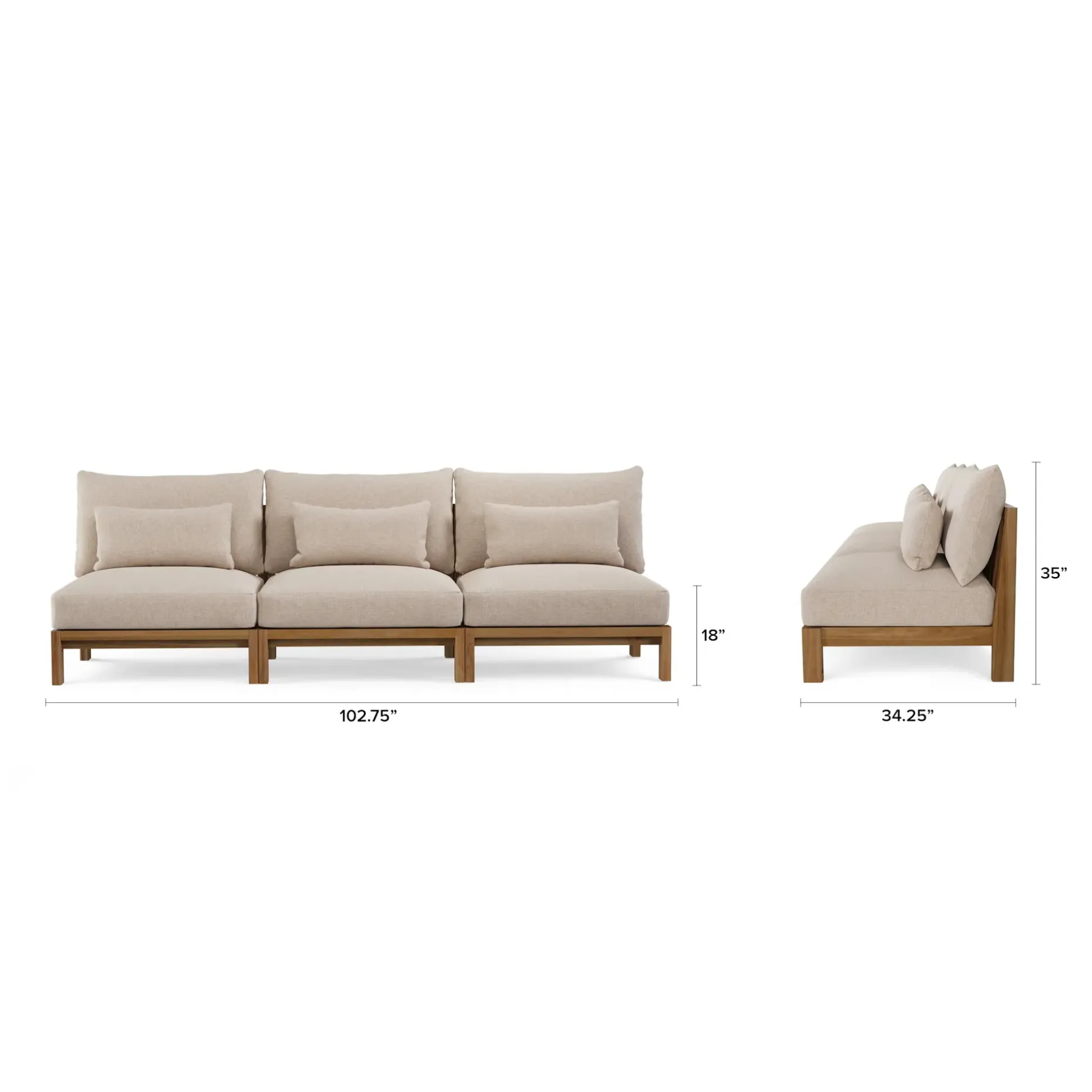 Cove 102.75" Outdoor Armless Modular Sofa - Basket Beige