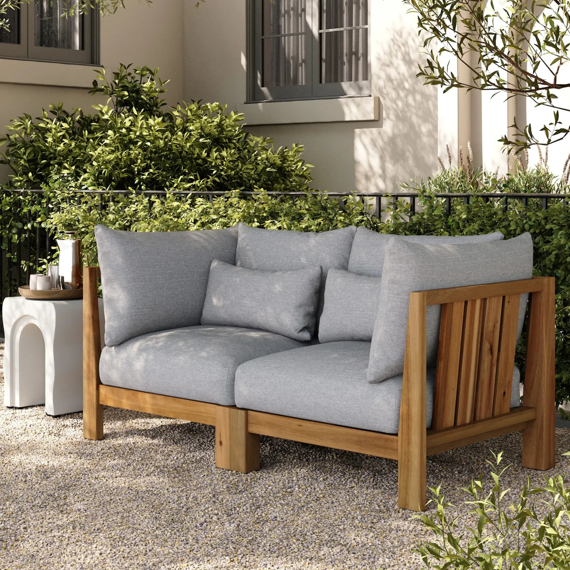 Cove 68.5" Outdoor Modular Loveseat - Basket Gray