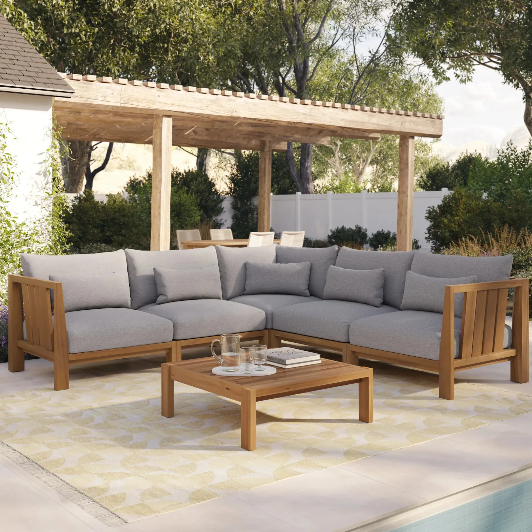 Cove 102.75" Outdoor Modular Sectional - Basket Gray
