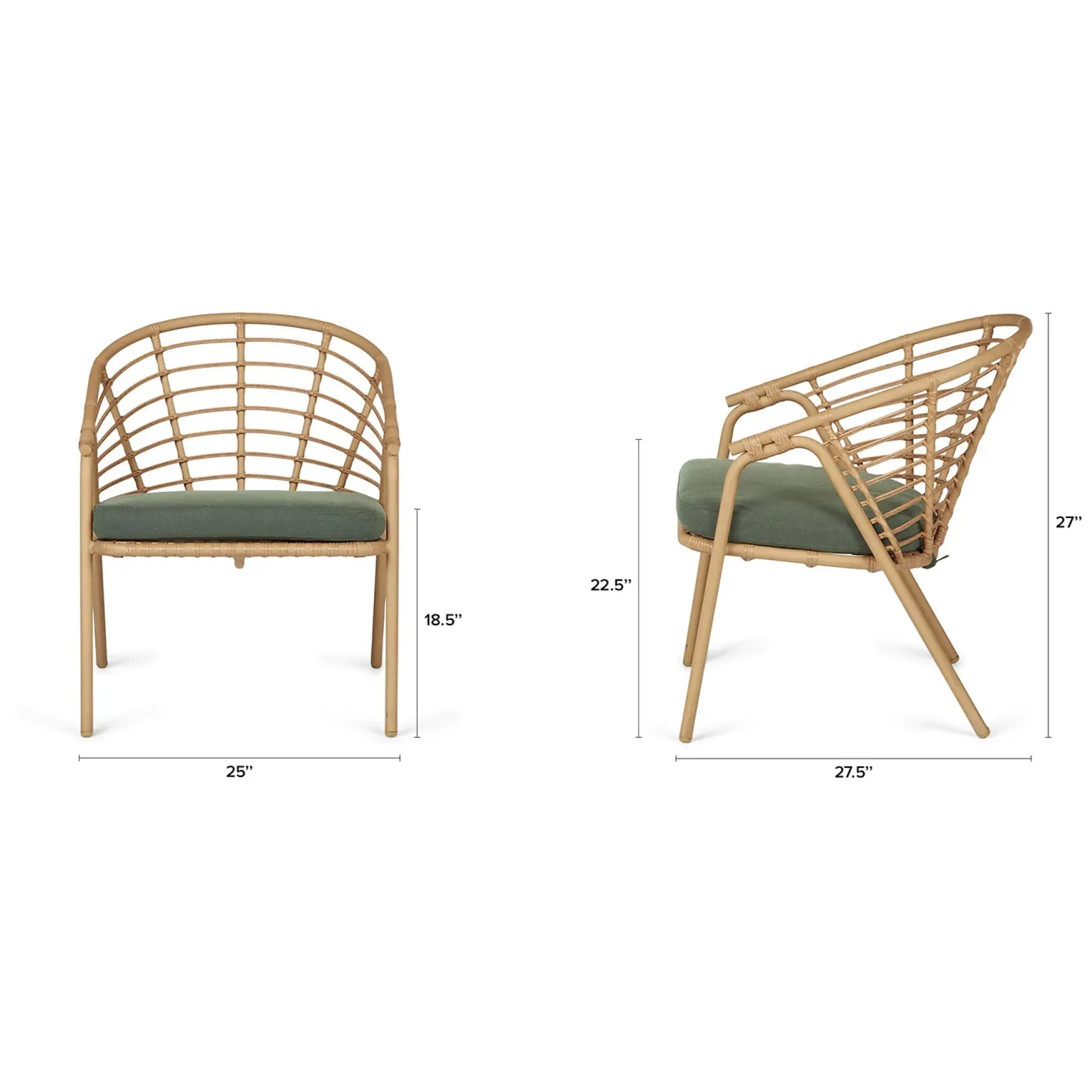 Dalarna 25" Outdoor Lounge Chair Set - Dravite Green
