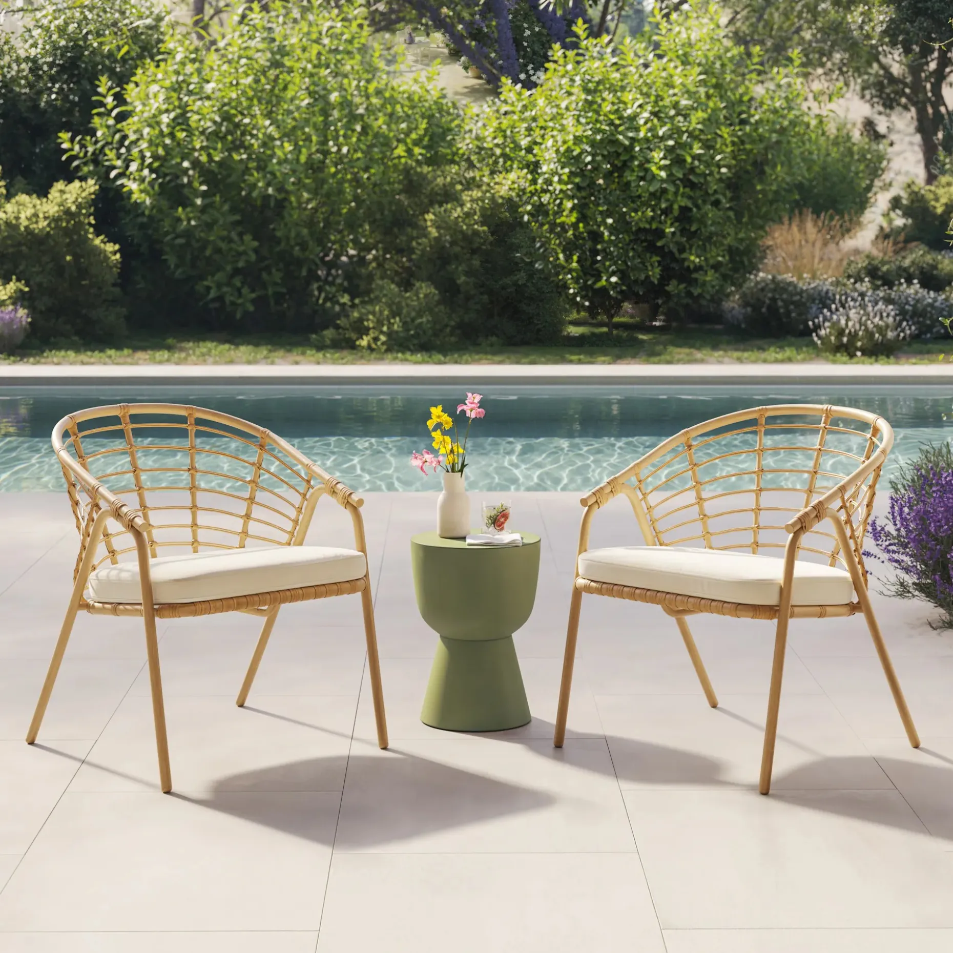 Dalarna 25" Outdoor Lounge Chair Set - Dravite Ivory