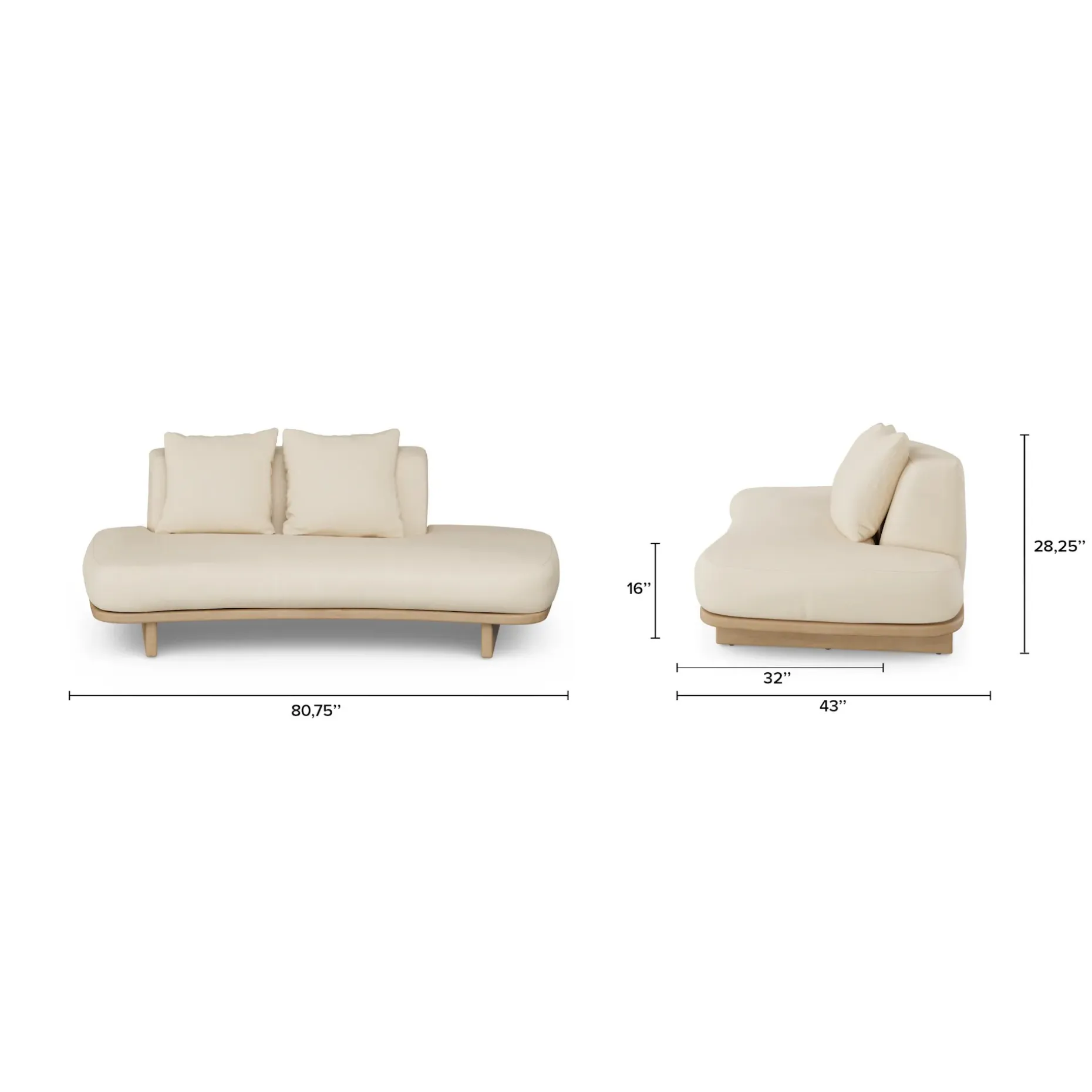 Daphne 80.5" Outdoor Sofa - Dravite Ivory