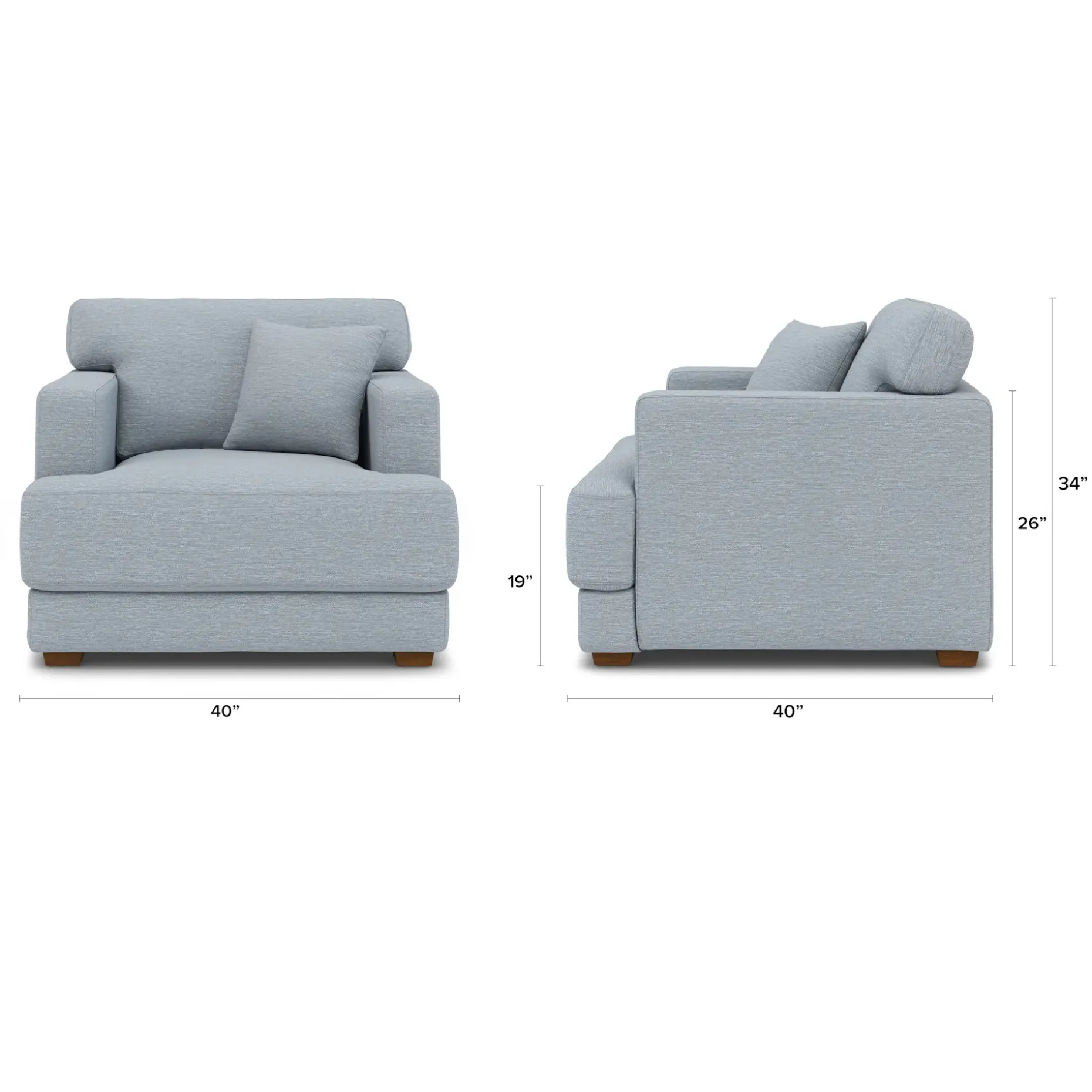 Dawn 40" Lounge Chair - Silver Light Blue
