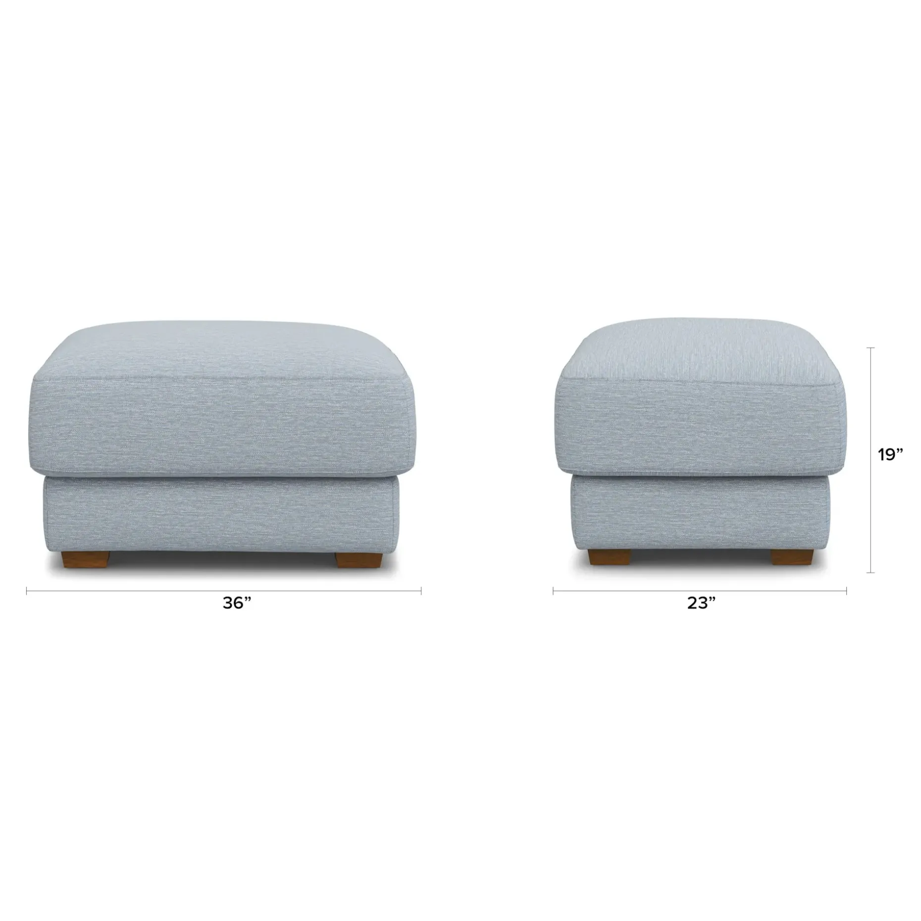 Dawn 36" Ottoman - Silver Light Blue