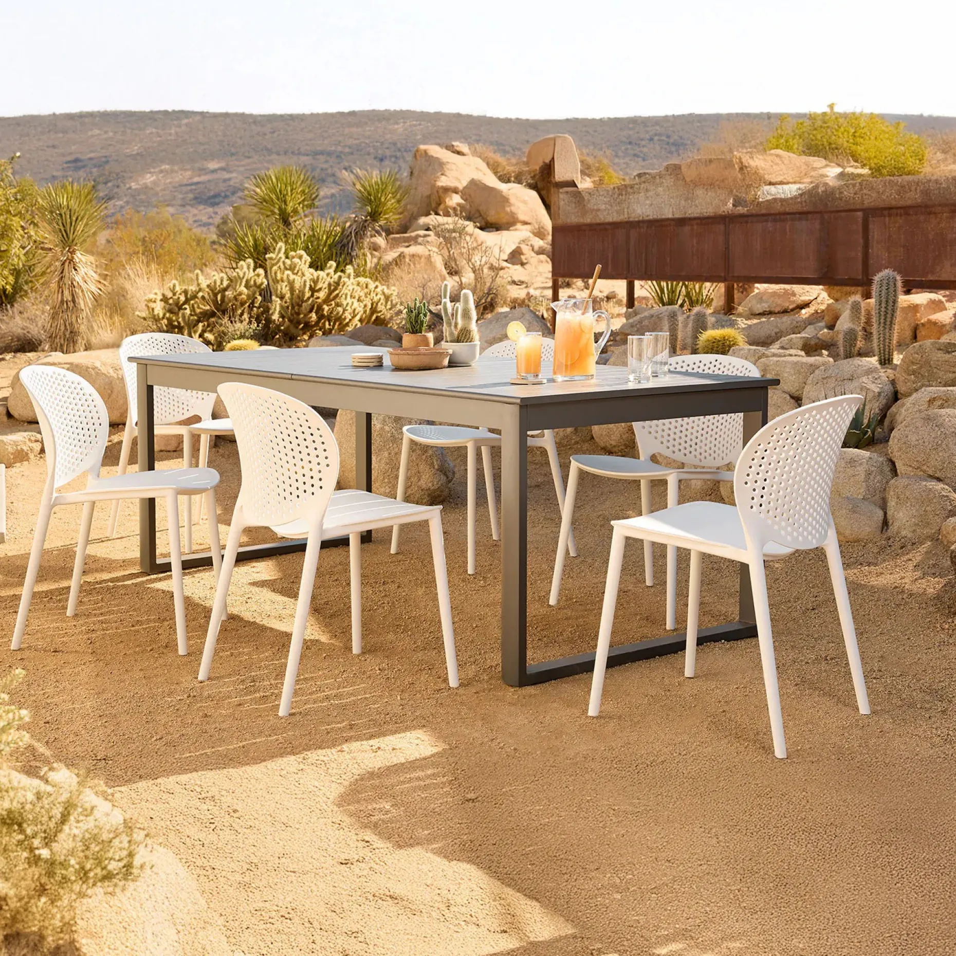 Dot Outdoor Stackable Dining Chair - White