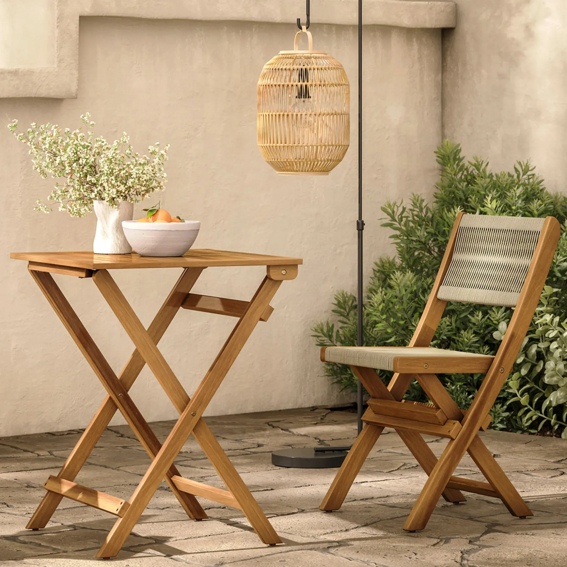 Elanora Outdoor Folding Cafe Table - Light Acacia