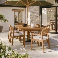 Elise Outdoor Dining Armchair - Light Eucalyptus and Basket Beige