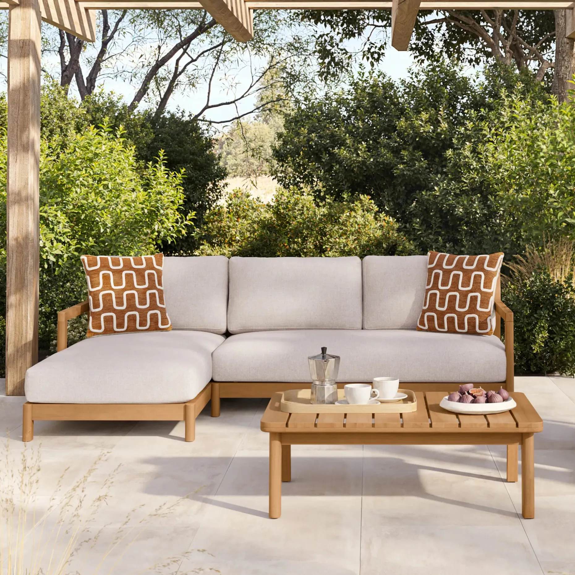 Elise 100" Outdoor Left Sectional Set - Basket Beige