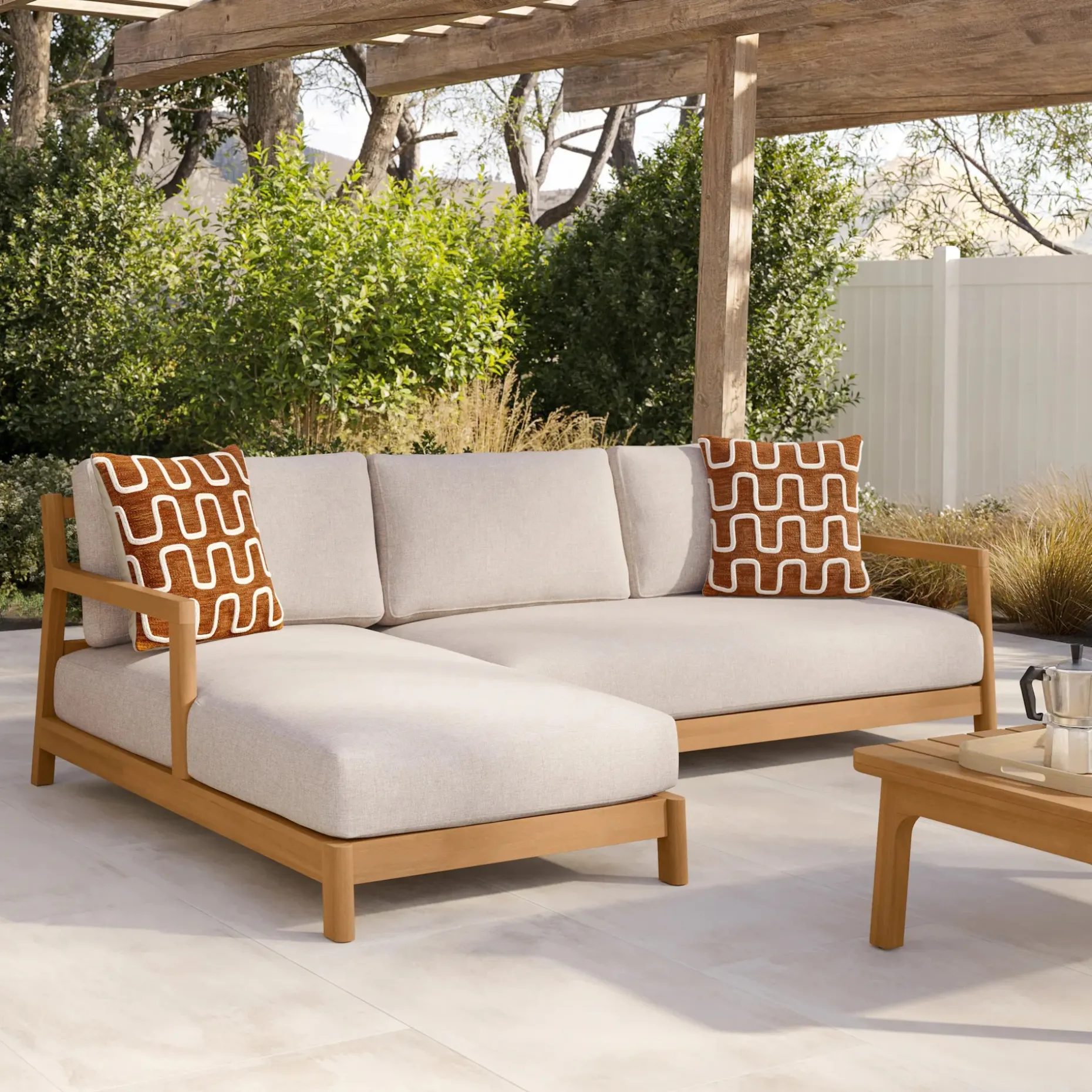 Elise 100" Outdoor Left Sectional Set - Basket Beige