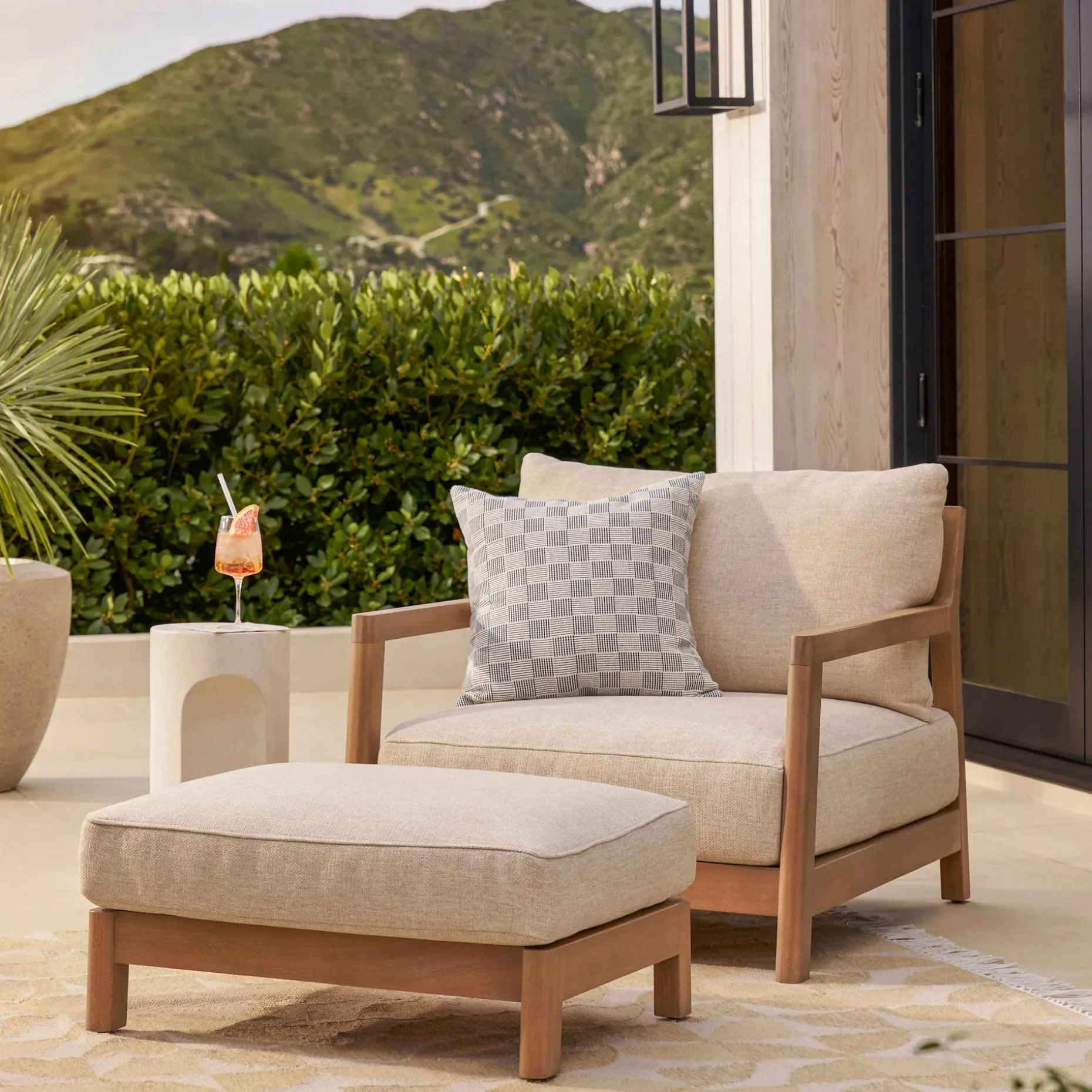 Elise 34" Outdoor Lounge Chair - Basket Beige