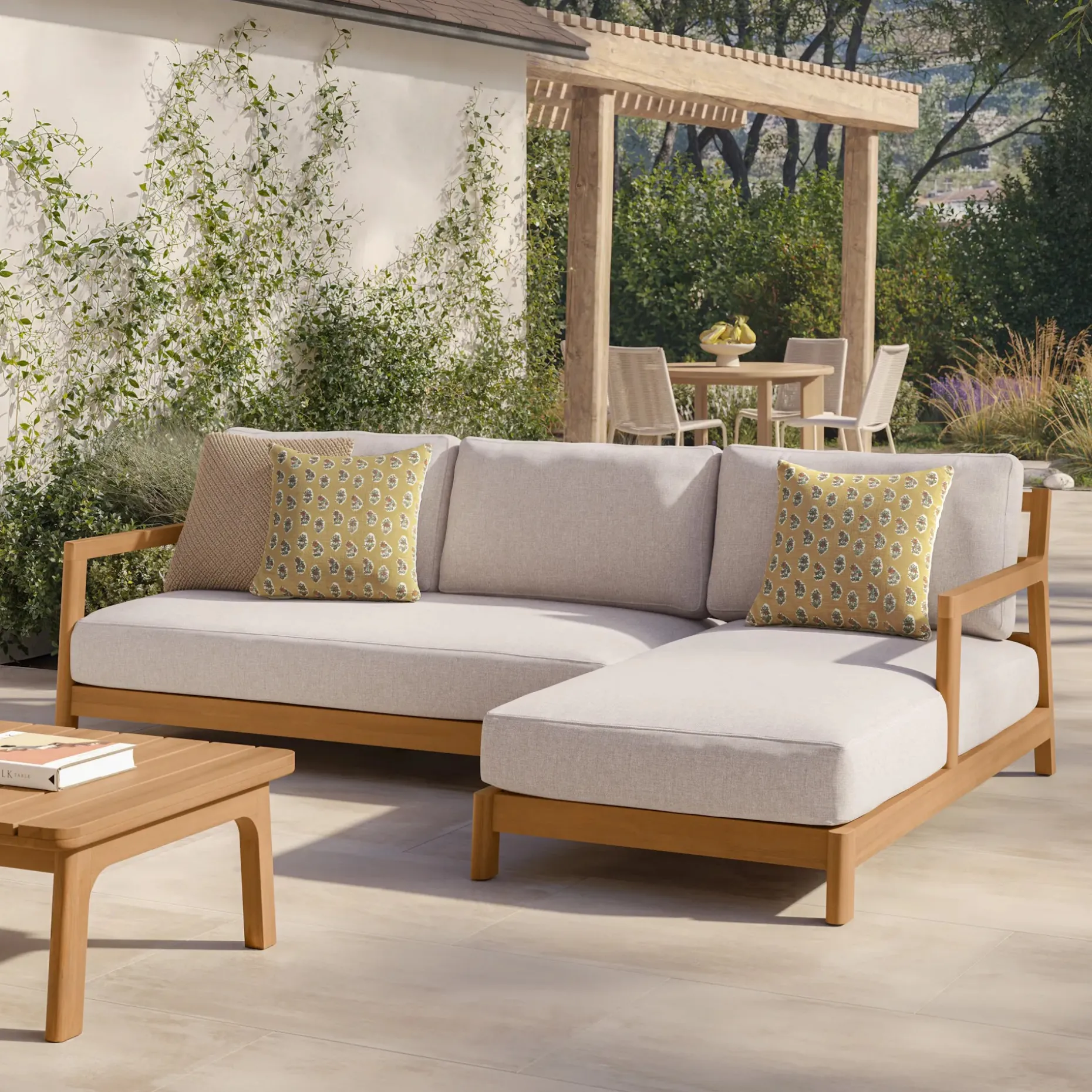 Elise 100" Outdoor Right Sectional Set - Basket Beige