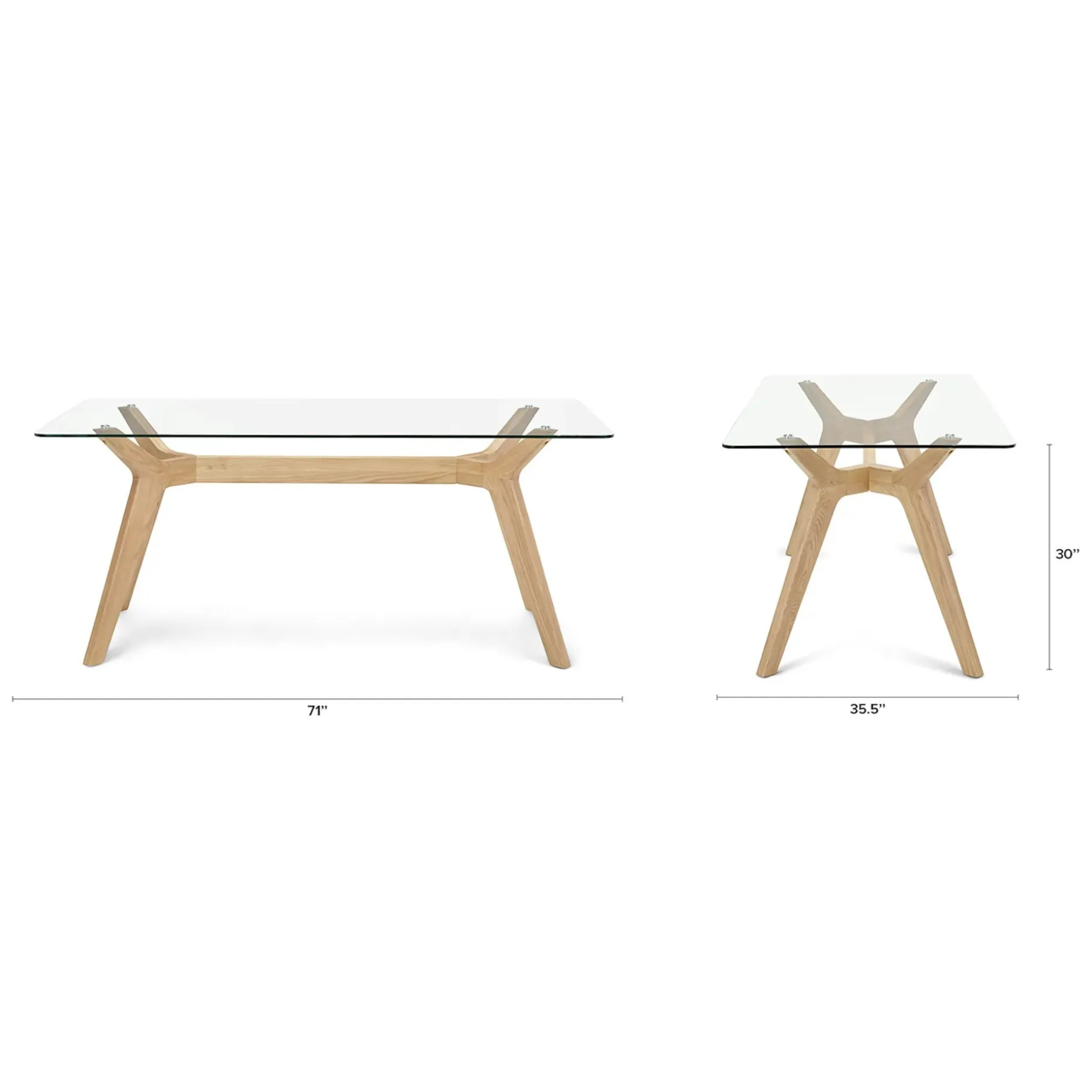 Emmer 71" Glass Dining Table - Oak