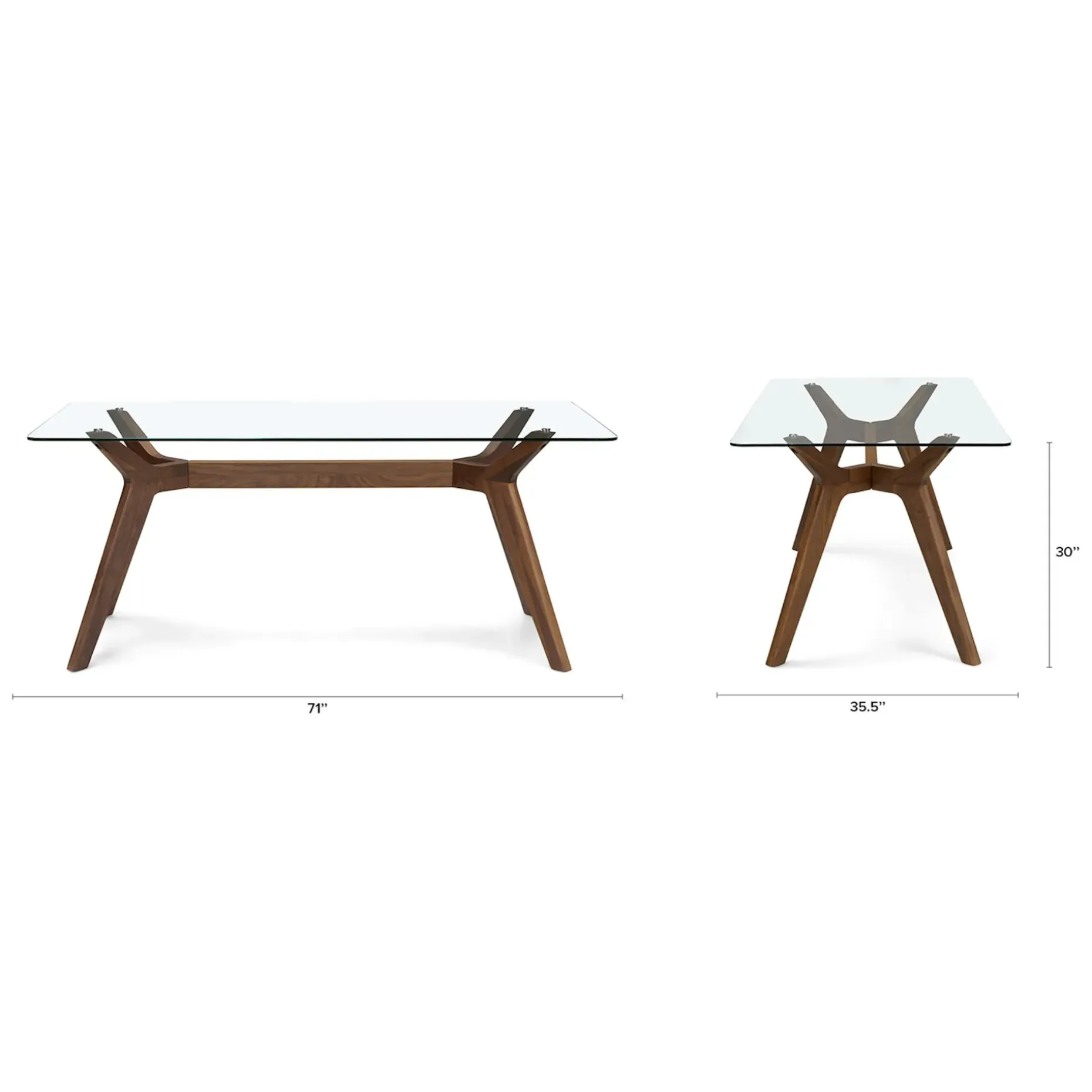 Emmer 71" Glass Dining Table - Walnut