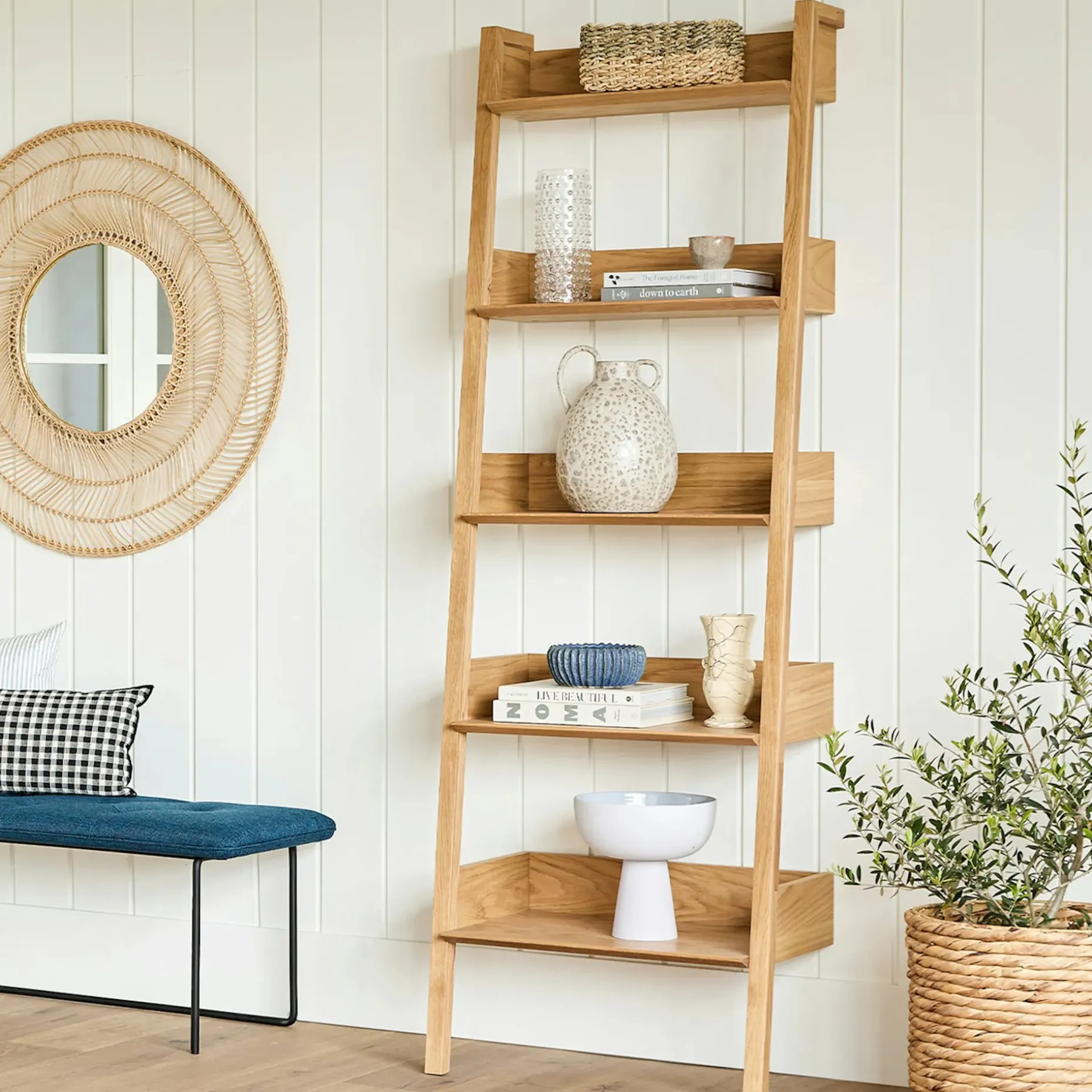 Fantol 26.5" Shelving Unit, Narrow - Natural Oak