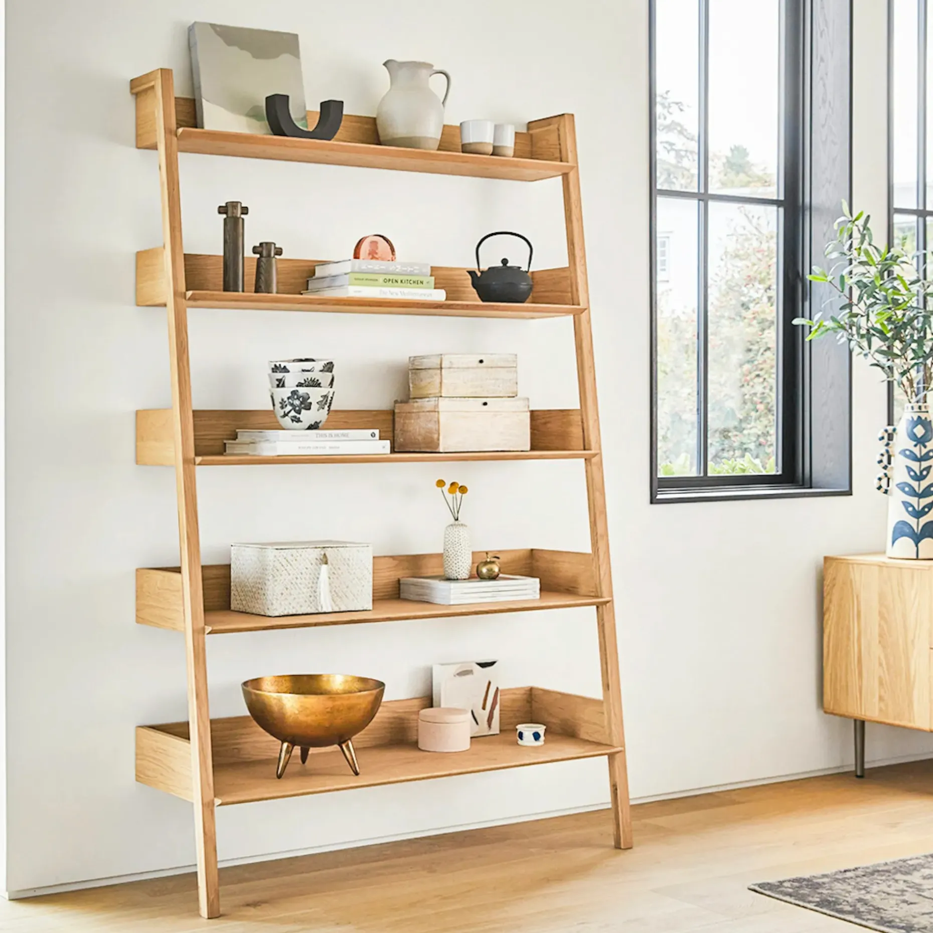 Fantol 51.5" Shelving Unit, Wide - Natural Oak