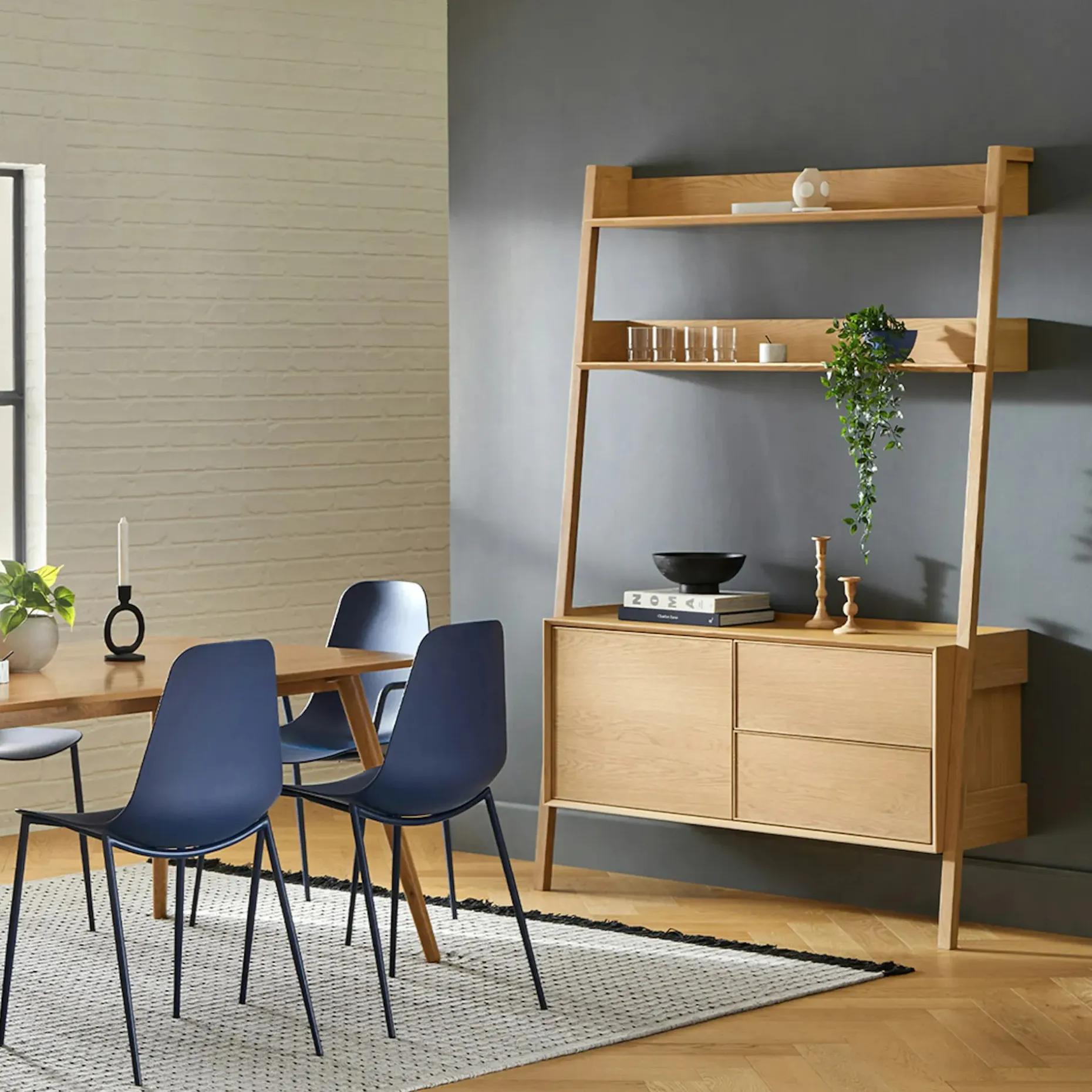 Fantol 51.5" Shelving Unit with Storage - Natural Oak