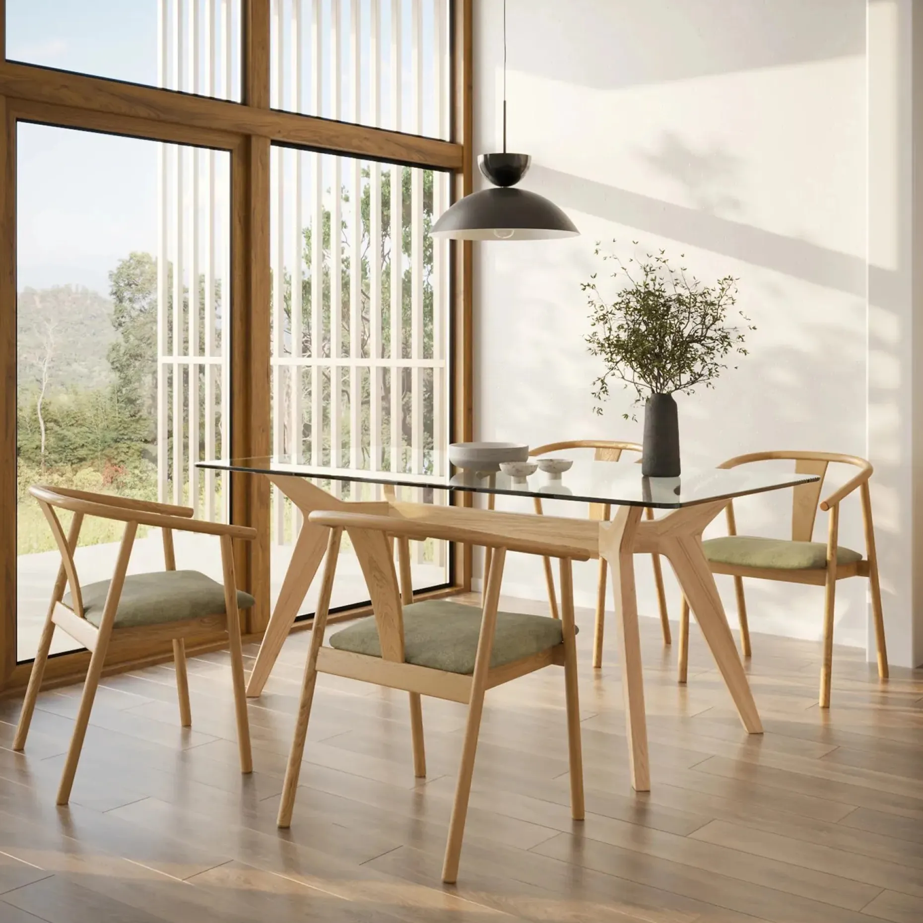 Fonra Dining Chair - Oak and Santolina Gray