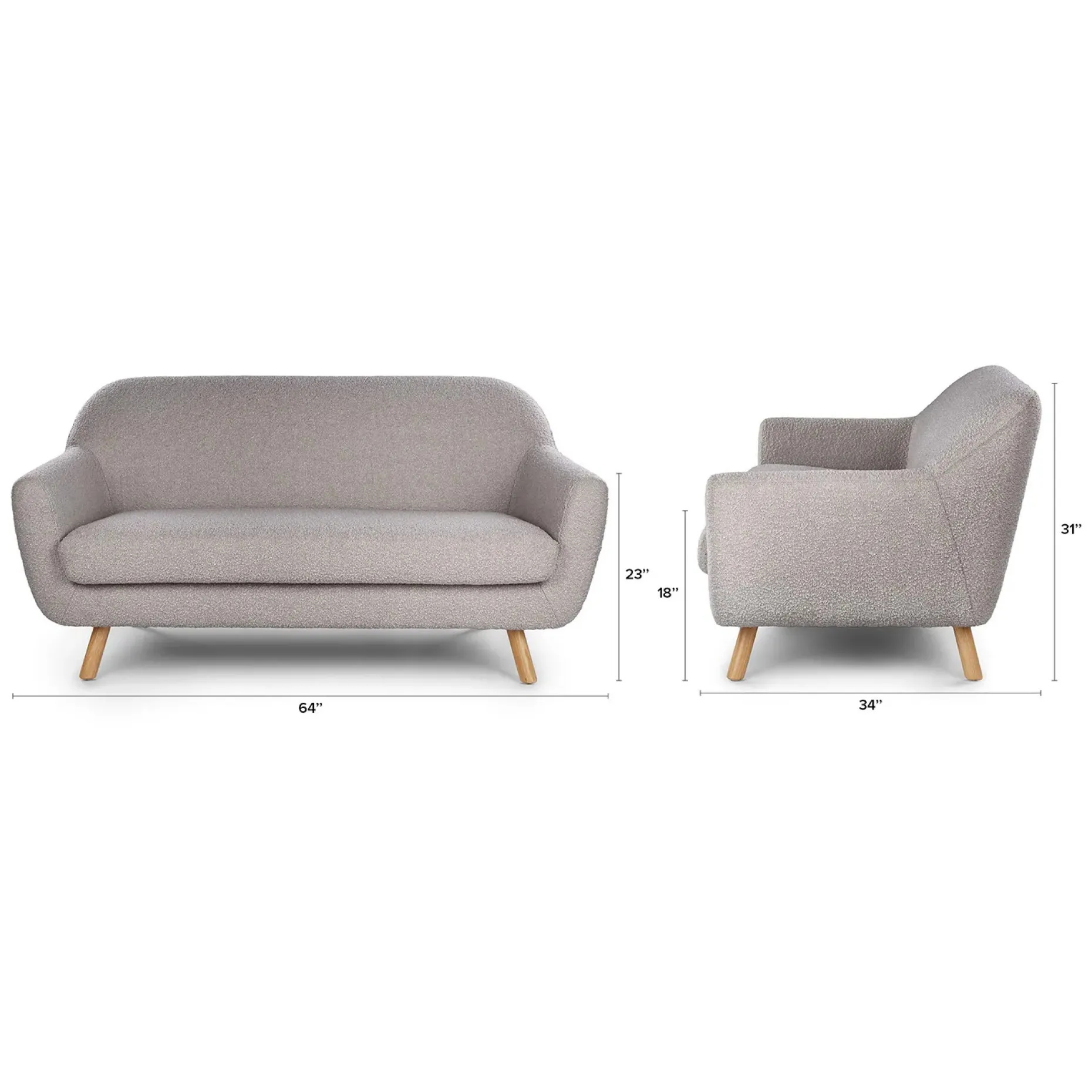 Gabriola 64" Loveseat - Dover Gray Bouclé