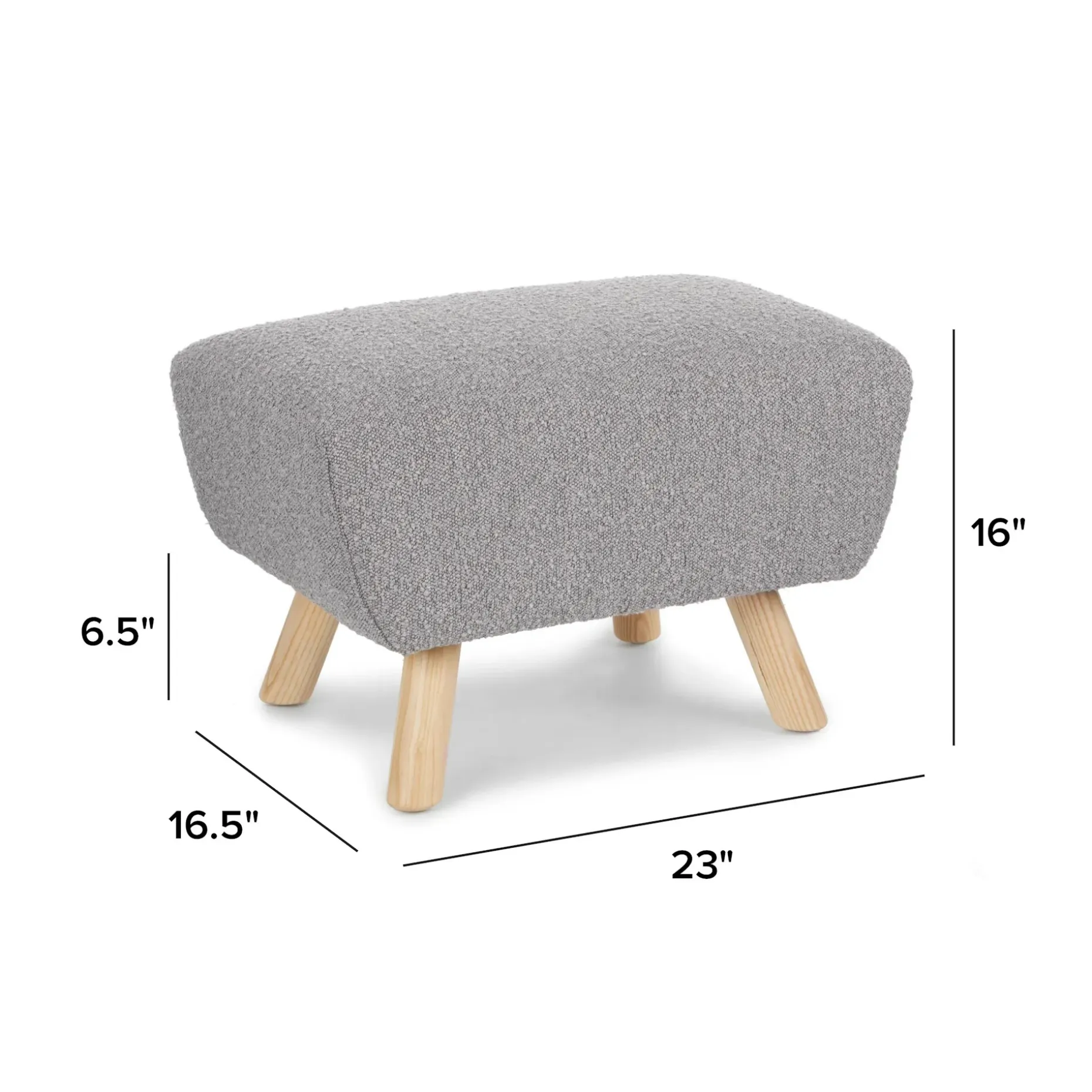 Gabriola 23" Ottoman - Dover Gray Bouclé