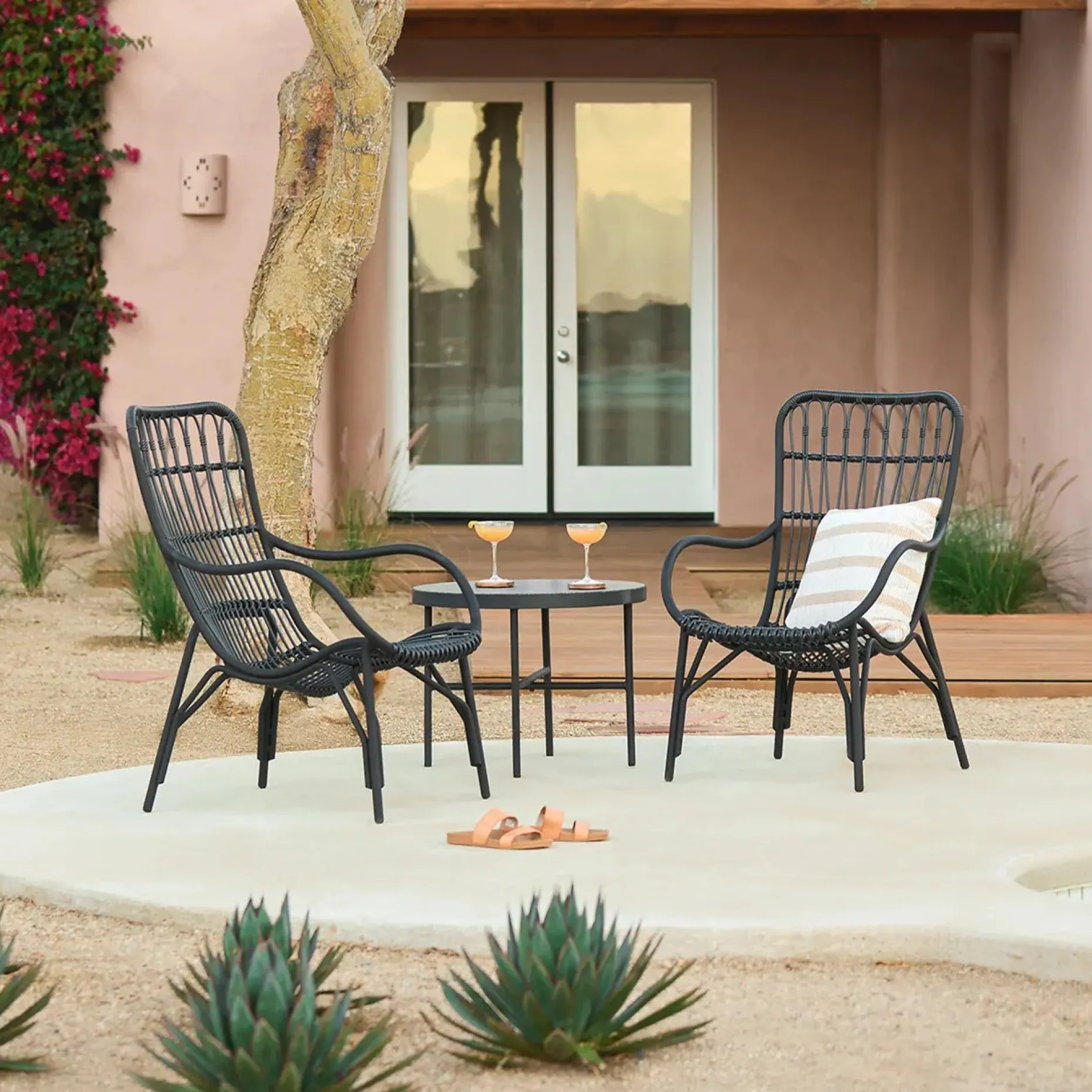 Gera Outdoor Large Side Table - Black Granite