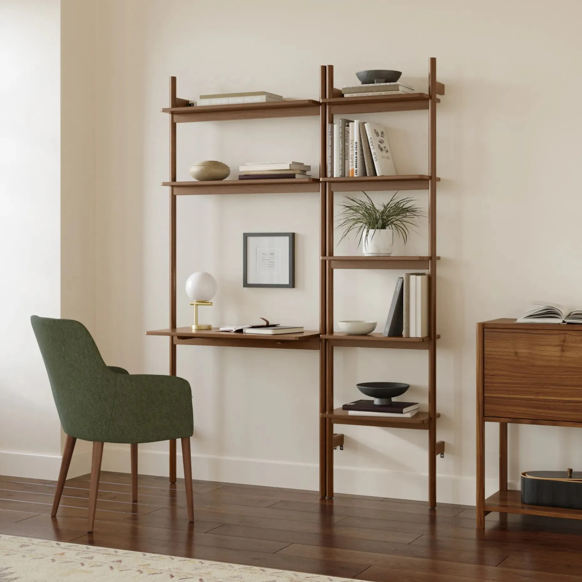 Heidi 21" Modular Shelving Unit, Narrow - Walnut