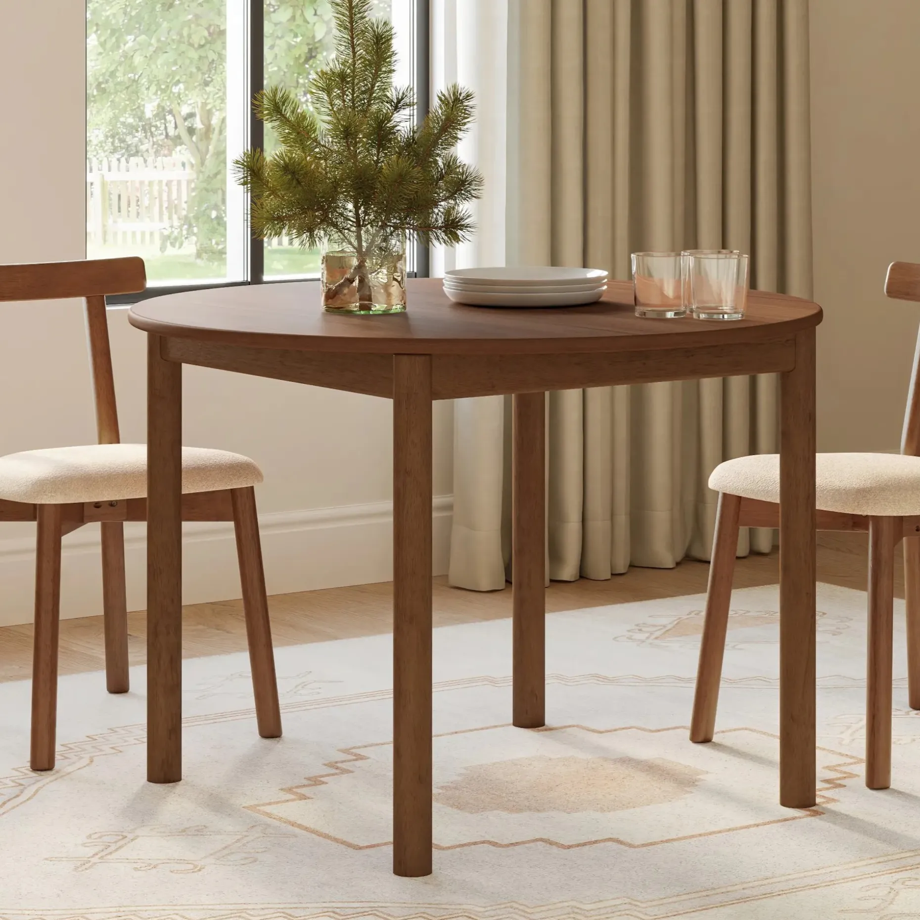 Heidi 42" Round Dining Table - Walnut