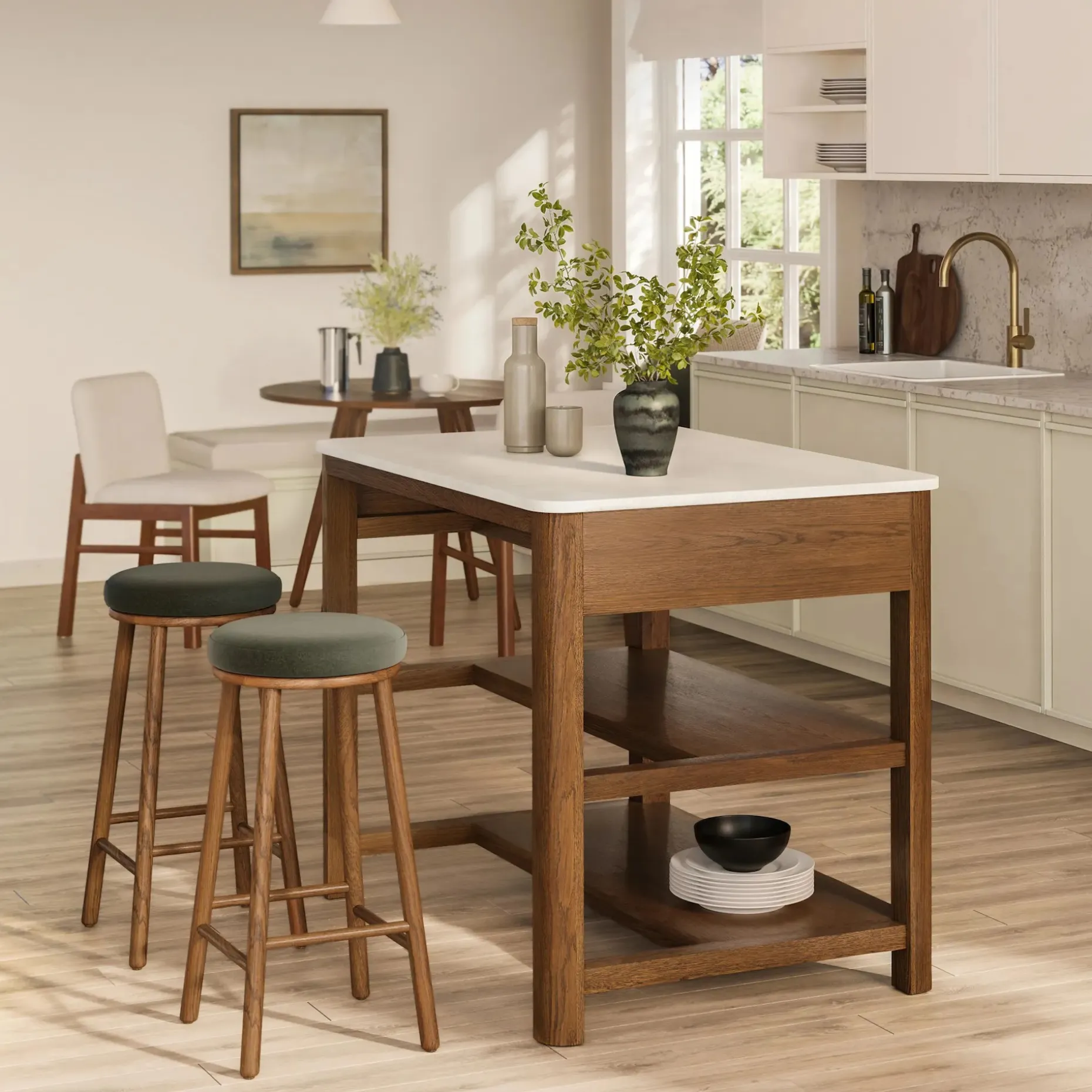 Holme 44" Kitchen Island - Smoked Oak