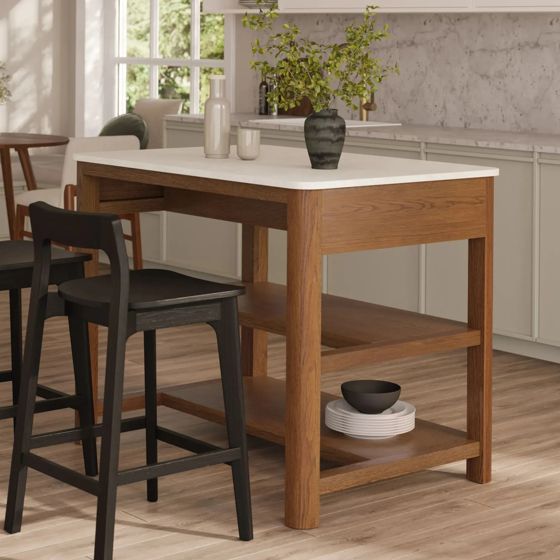 Holme 44" Kitchen Island - Smoked Oak