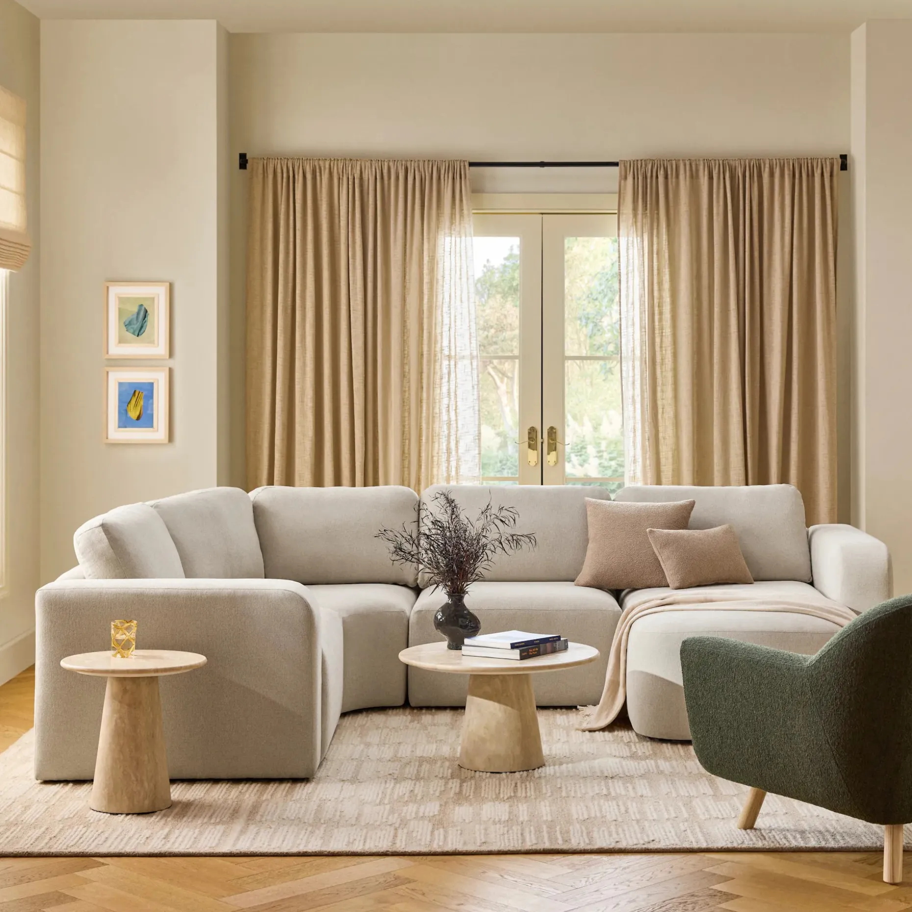 Juni 124.5" Right Conversational Sectional - Clover Ivory