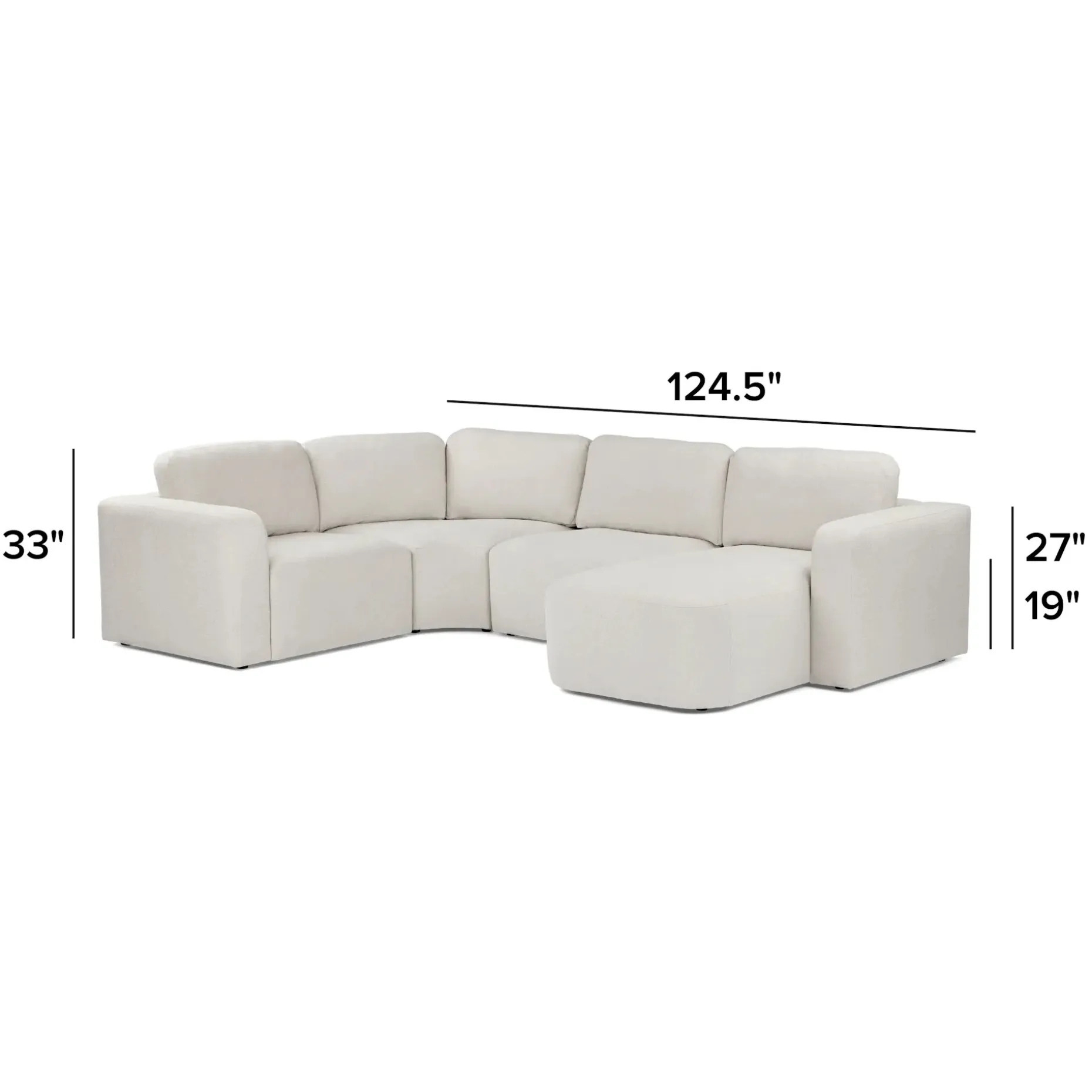 Juni 124.5" Right Conversational Sectional - Clover Ivory