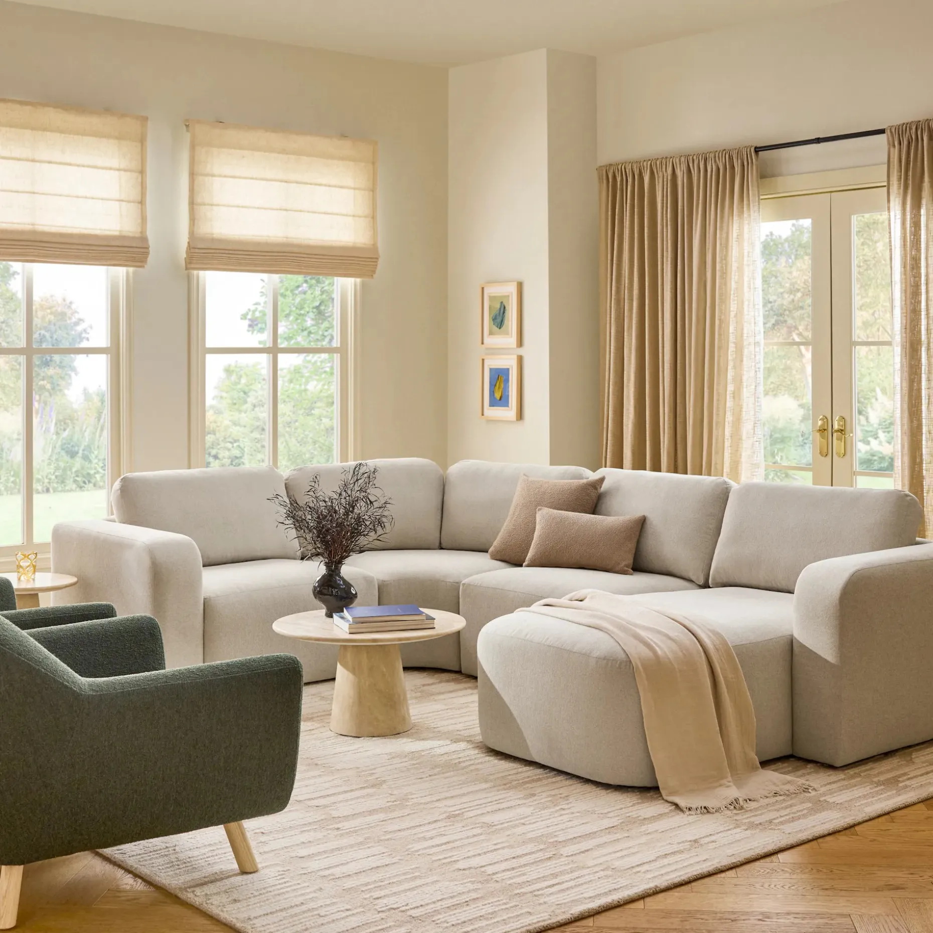 Juni 124.5" Right Conversational Sectional - Clover Ivory